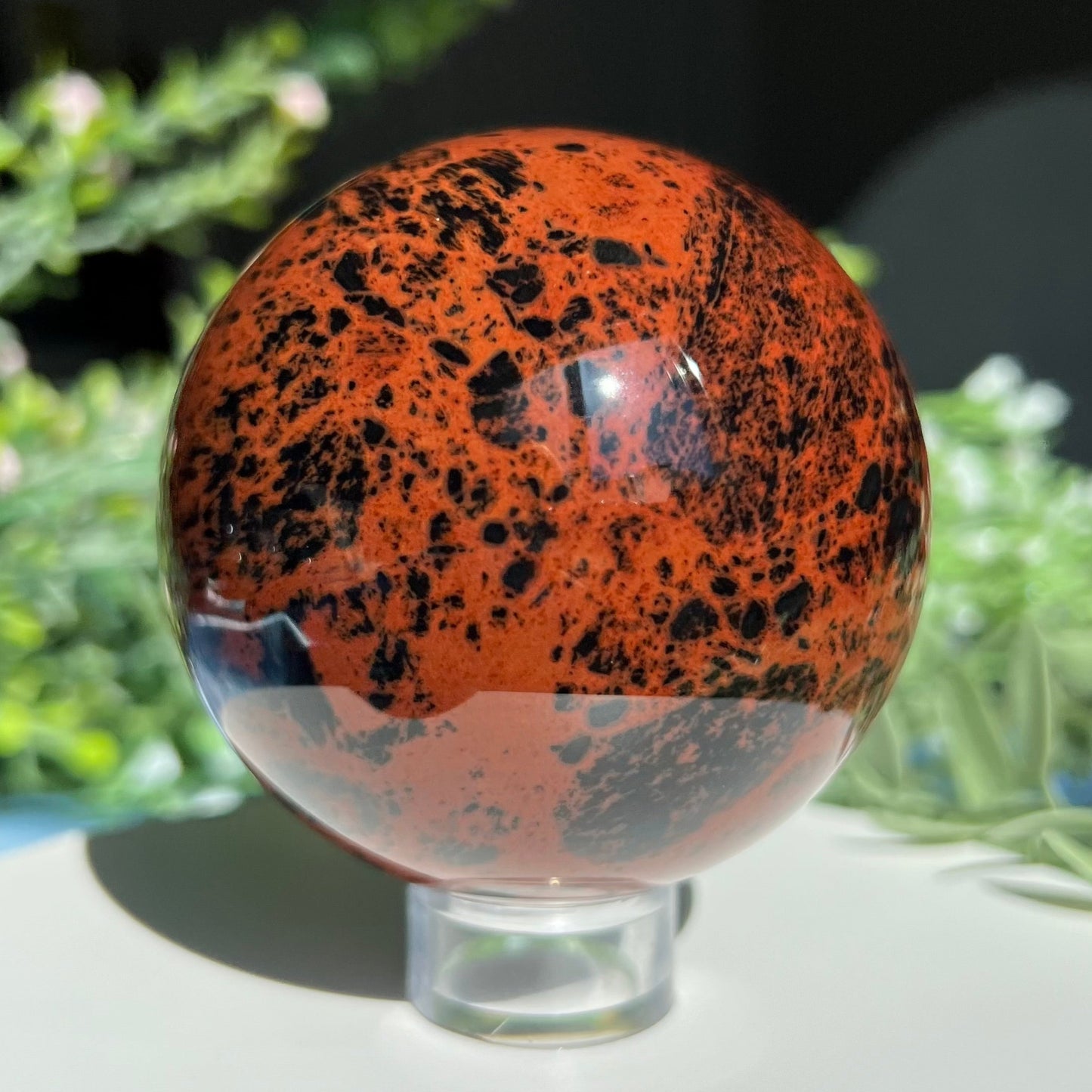 Mahogany Obsidian Red Obsidian Sphere Diameter approximately 2.75" (69 mm) Weight: 430 g (15.15 oz)