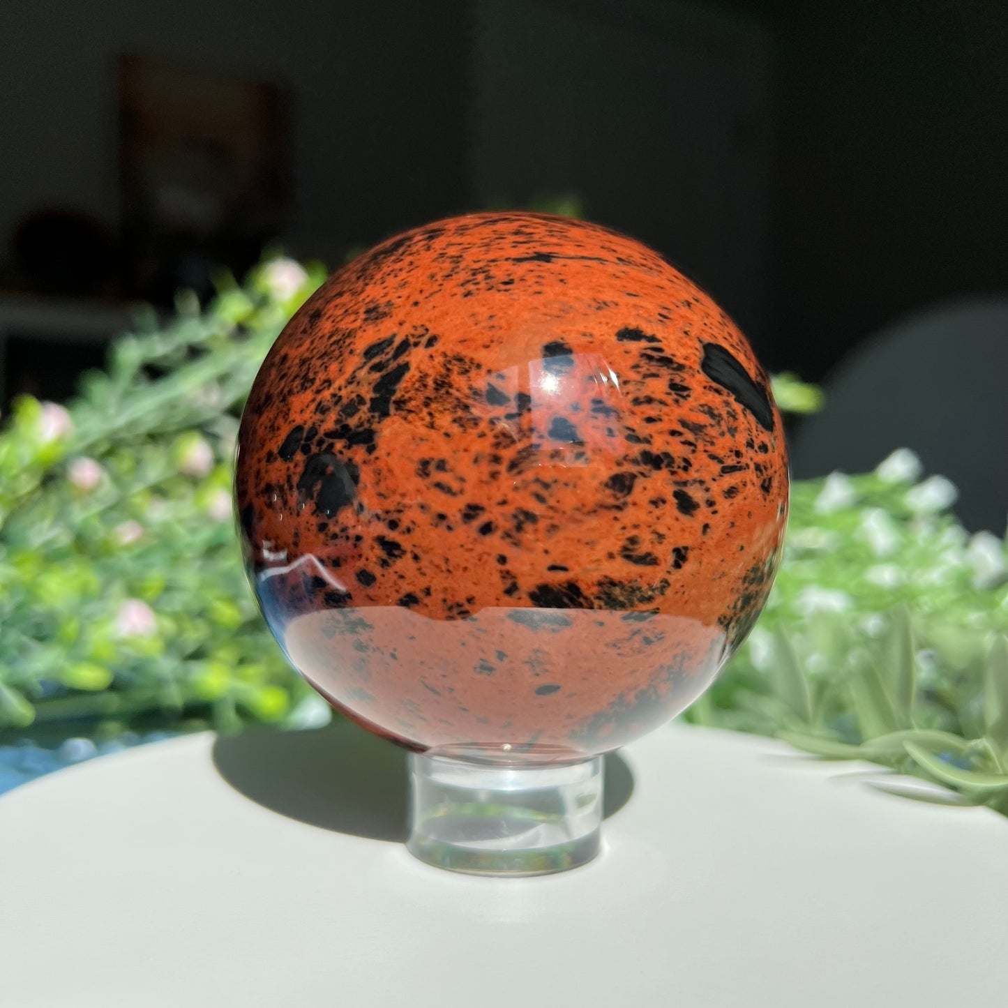 Mahogany Obsidian Red Obsidian Sphere Diameter approximately 2.75" (69 mm) Weight: 430 g (15.15 oz)