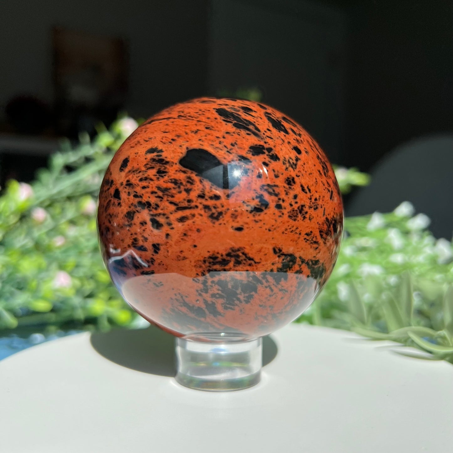 Mahogany Obsidian Red Obsidian Sphere Diameter approximately 2.75" (69 mm) Weight: 430 g (15.15 oz)