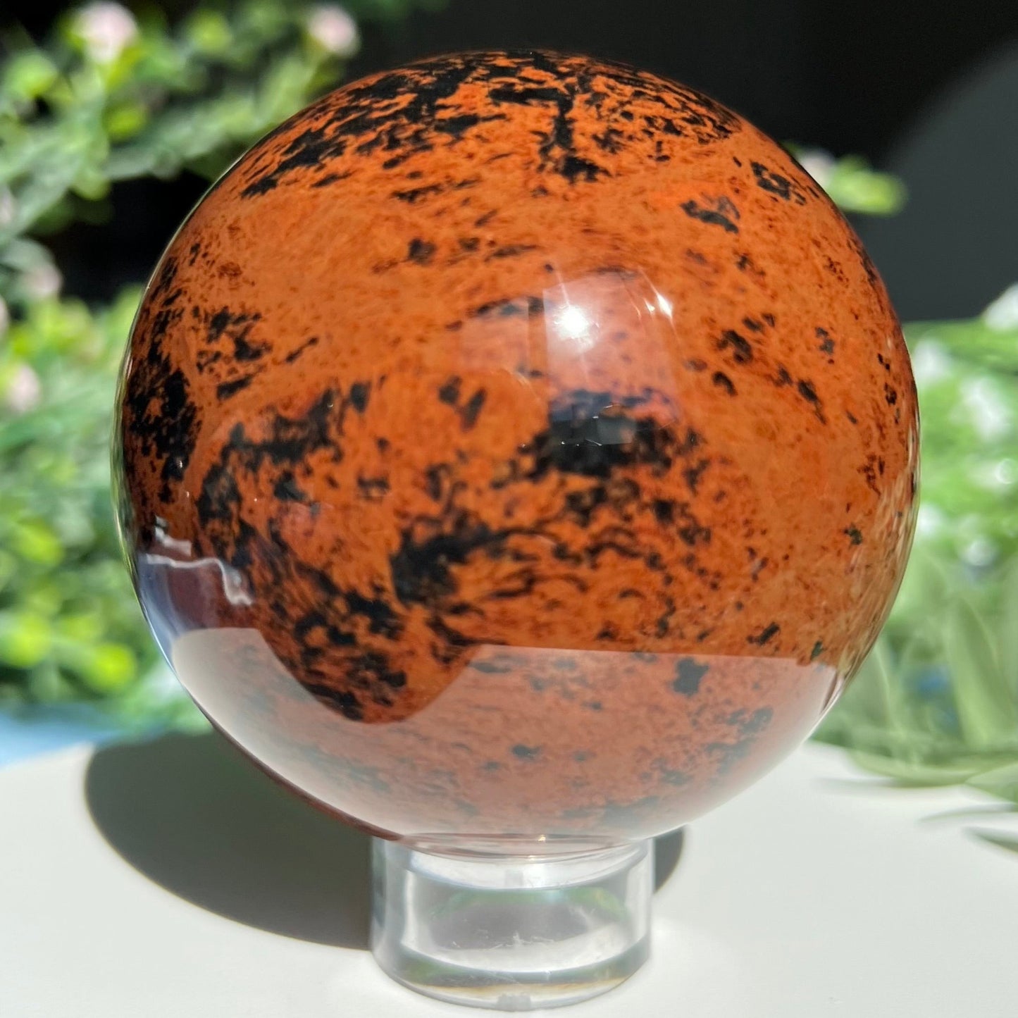 Mahogany Obsidian Red Obsidian Sphere Diameter approximately 2.7" (68 mm) Weight: 403 g (14.2 oz).