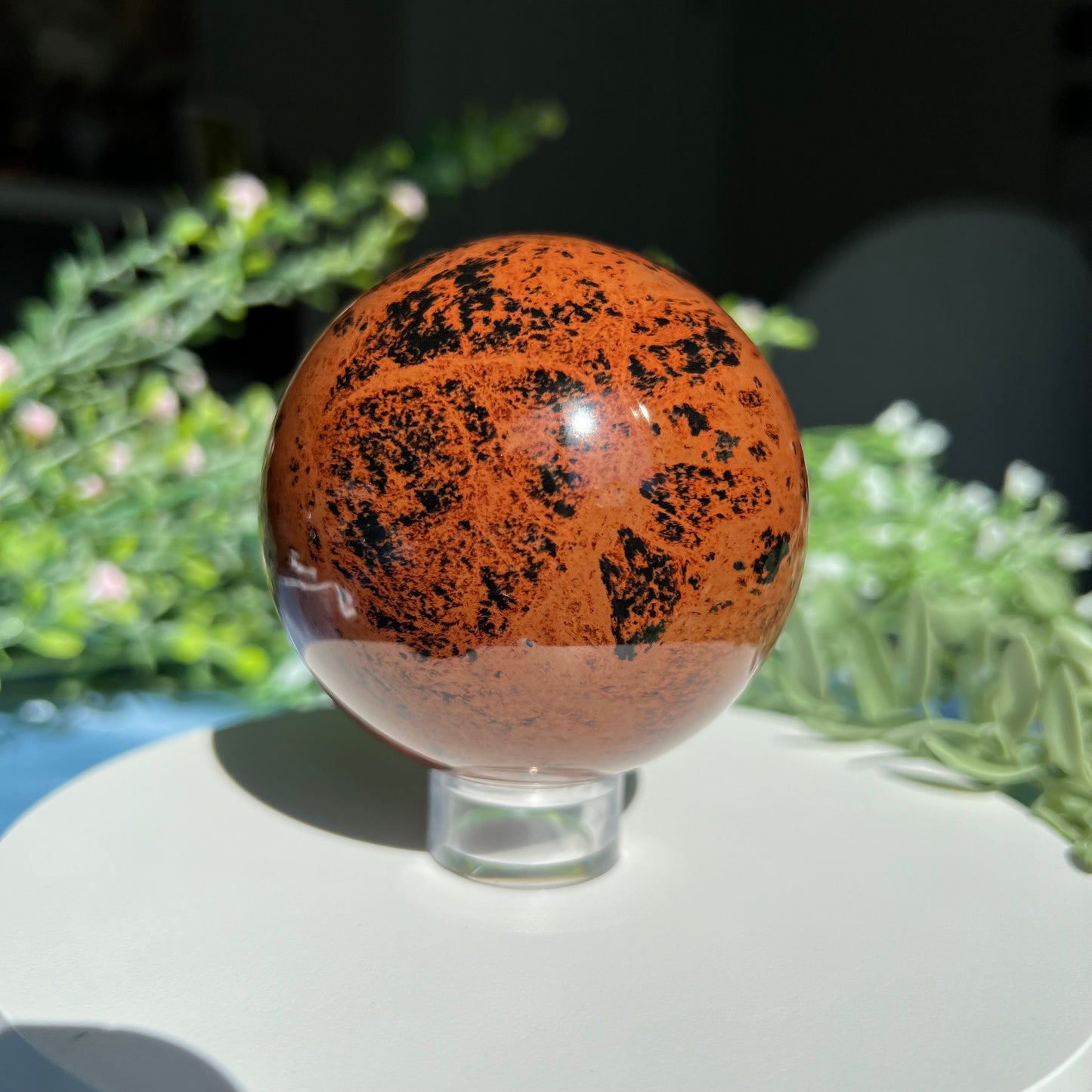 Mahogany Obsidian Red Obsidian Sphere Diameter approximately 2.7" (68 mm) Weight: 403 g (14.2 oz).