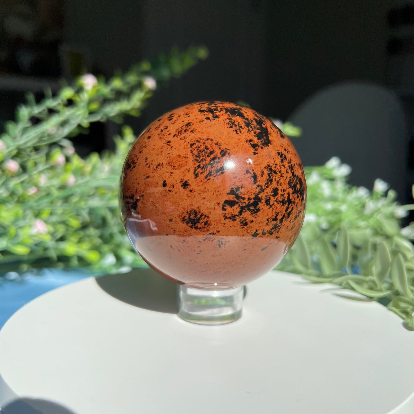 Mahogany Obsidian Red Obsidian Sphere Diameter approximately 2.7" (68 mm) Weight: 403 g (14.2 oz).