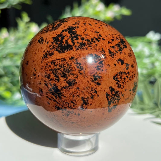 Mahogany Obsidian Red Obsidian Sphere Diameter approximately 2.7" (68 mm) Weight: 403 g (14.2 oz).