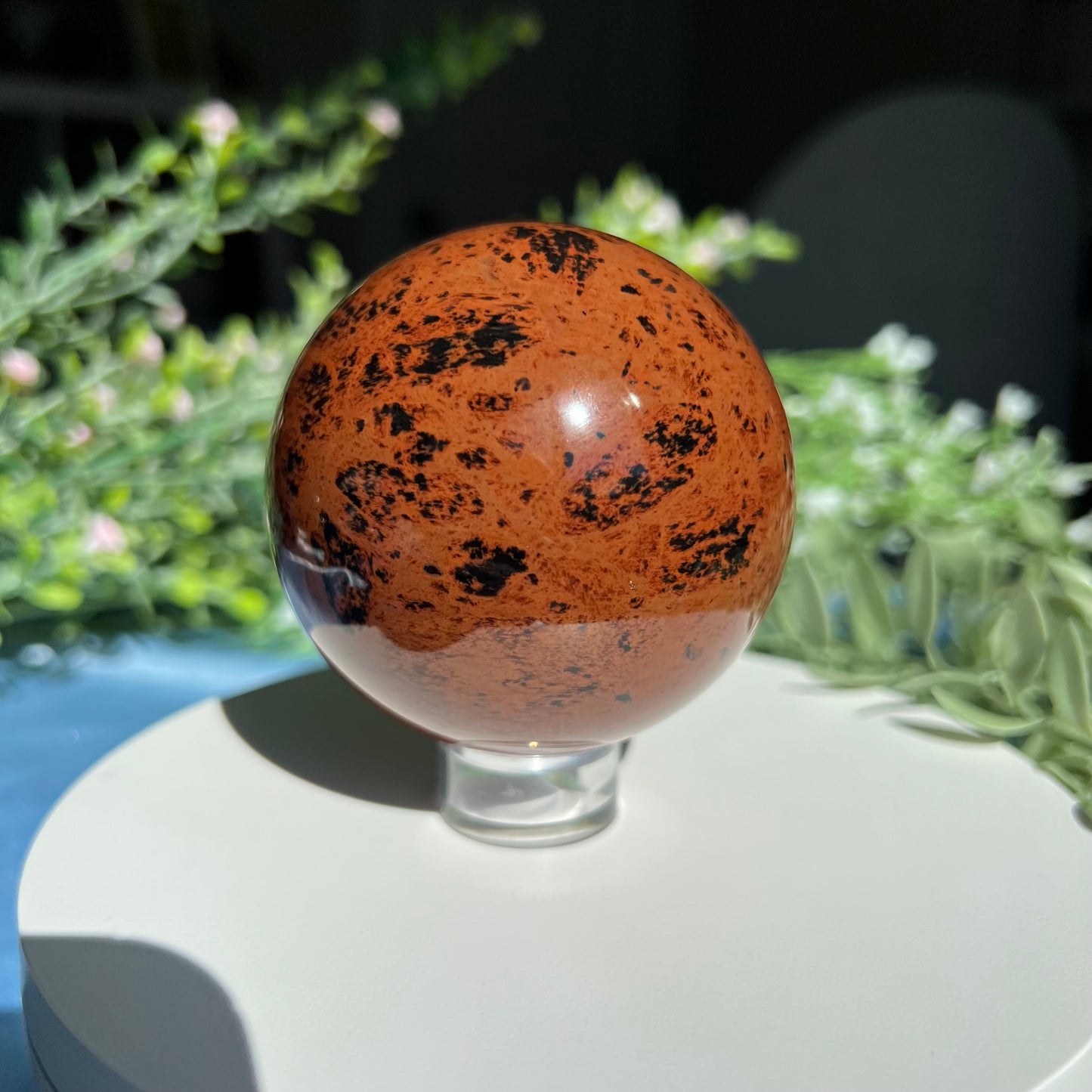 Mahogany Obsidian Red Obsidian Sphere Diameter approximately 2.7" (68 mm) Weight: 403 g (14.2 oz).