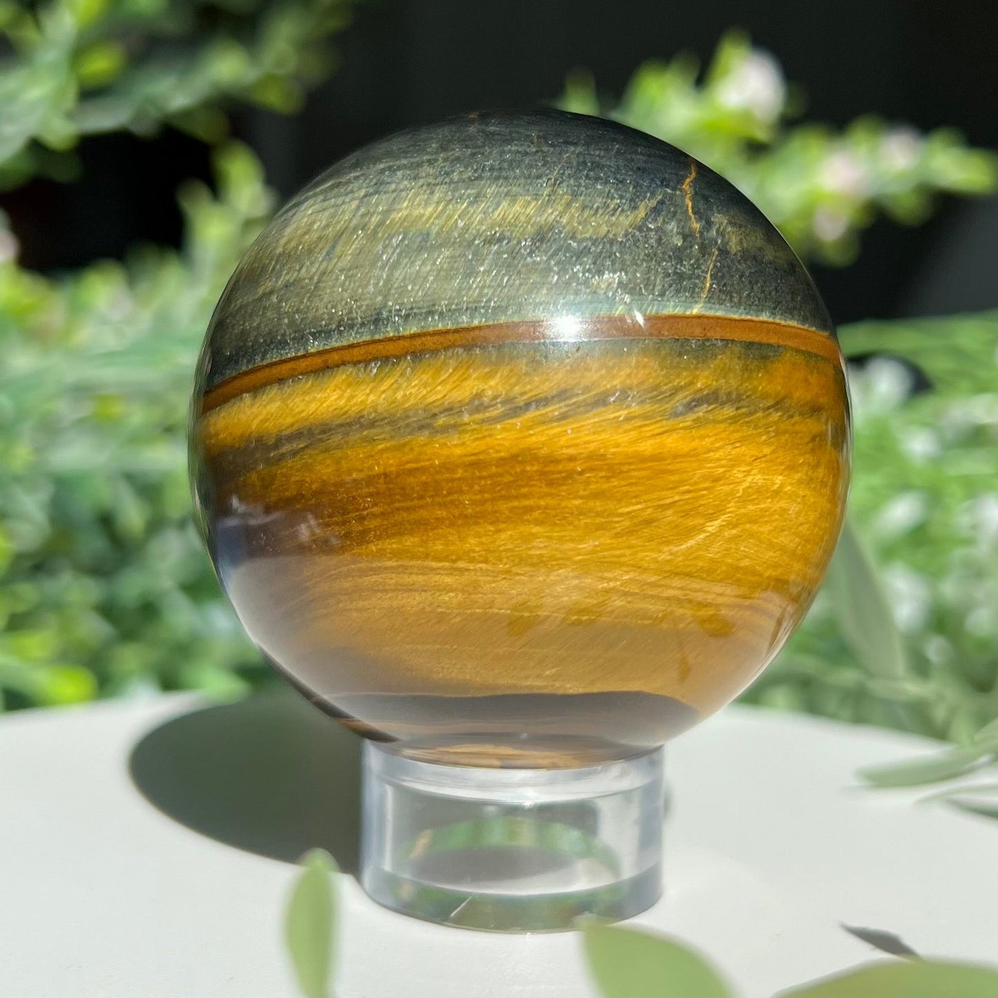 Tiger Eye Sphere Diameter approximately 2.14" (54 mm) Weight: 229 g (8.1 oz)