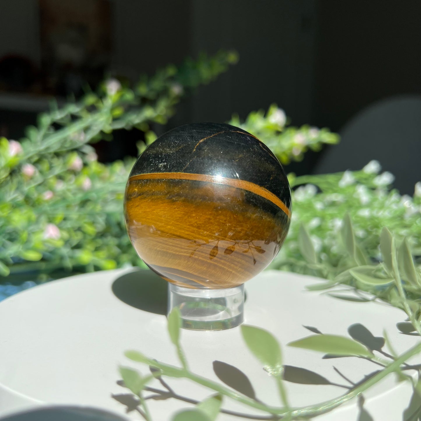 Tiger Eye Sphere Diameter approximately 2.14" (54 mm) Weight: 229 g (8.1 oz)