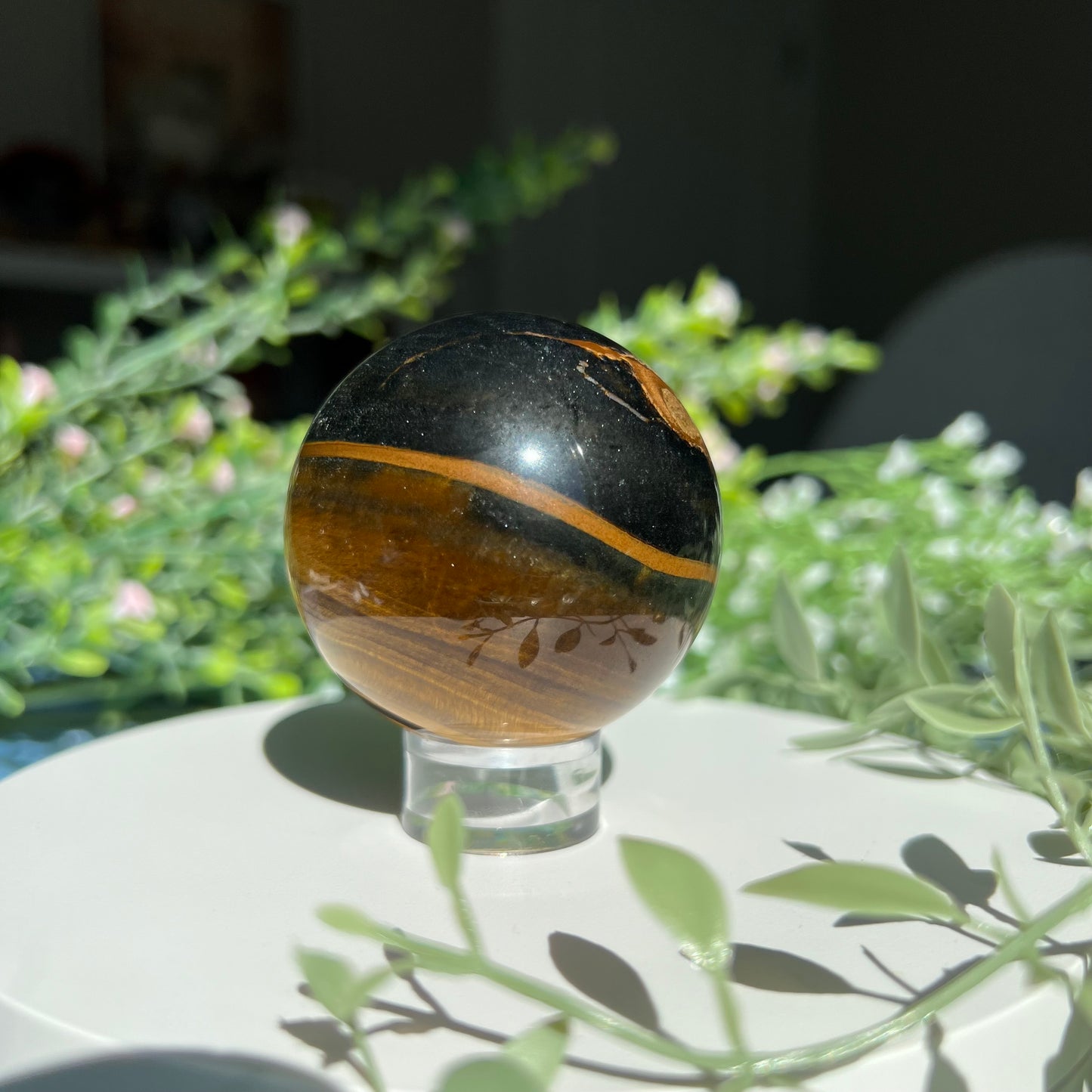 Tiger Eye Sphere Diameter approximately 2.14" (54 mm) Weight: 229 g (8.1 oz)