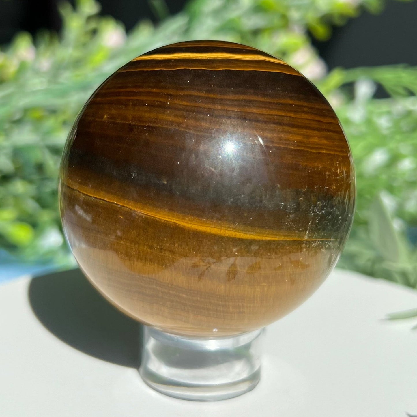 Tiger Eye Sphere Diameter approximately 2.28" (57 mm) Weight: 274 g (9.65 oz)