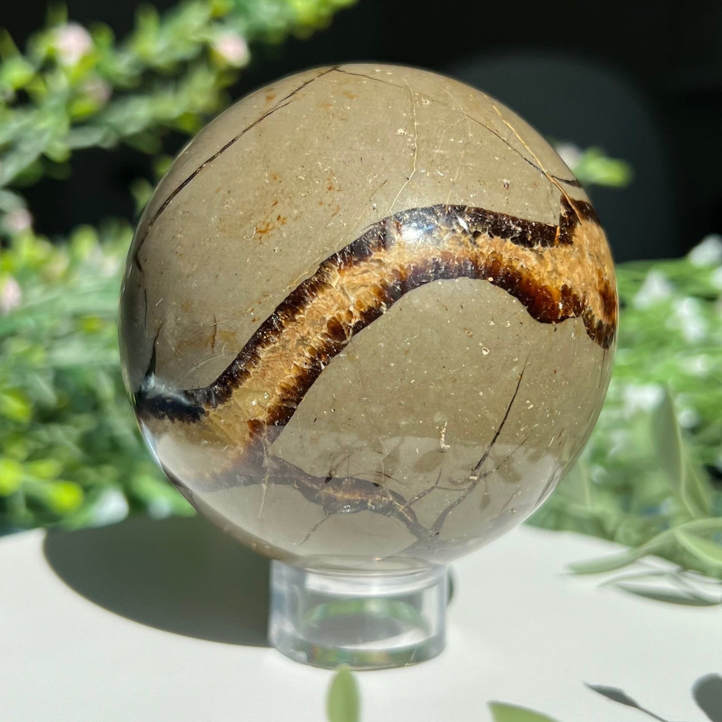 Septarian Sphere Diameter approximately 2.7" (68 mm) Weight: 477 g (16.85 oz)