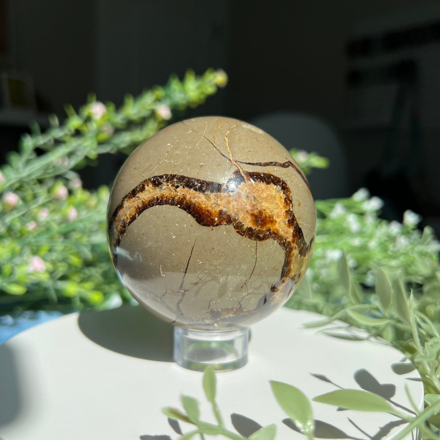 Septarian Sphere Diameter approximately 2.7" (68 mm) Weight: 477 g (16.85 oz)