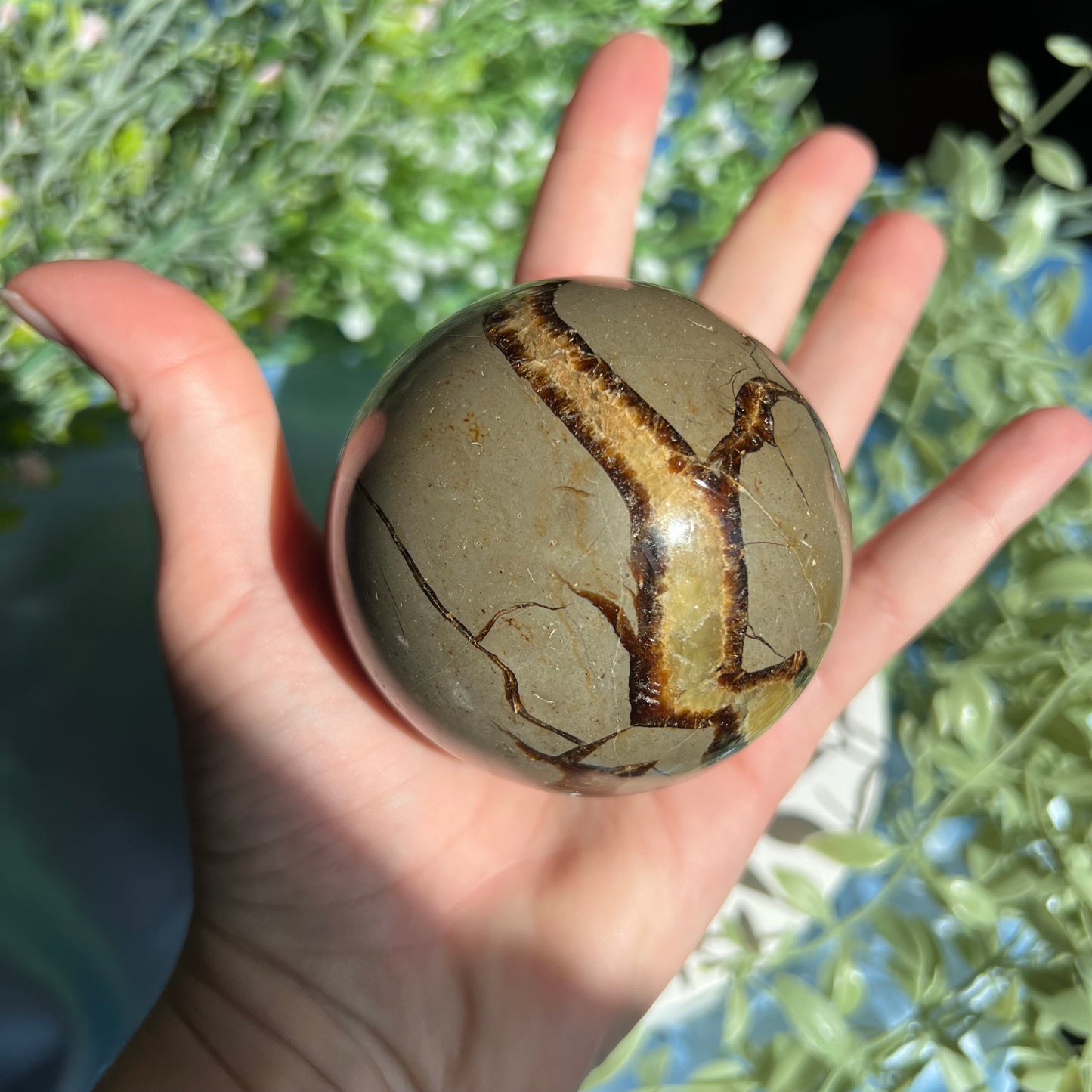 Septarian Sphere Diameter approximately 2.7" (68 mm) Weight: 477 g (16.85 oz)