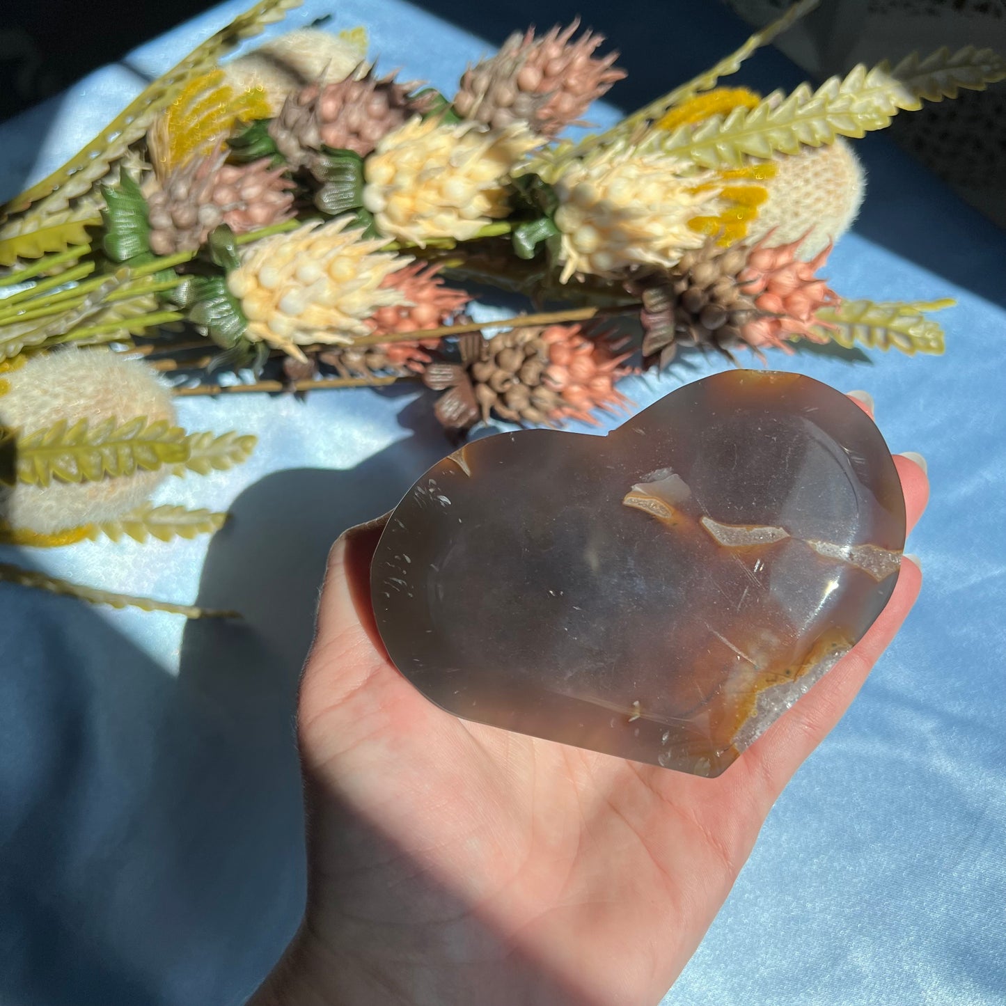 Agate Druzy Heart Carving