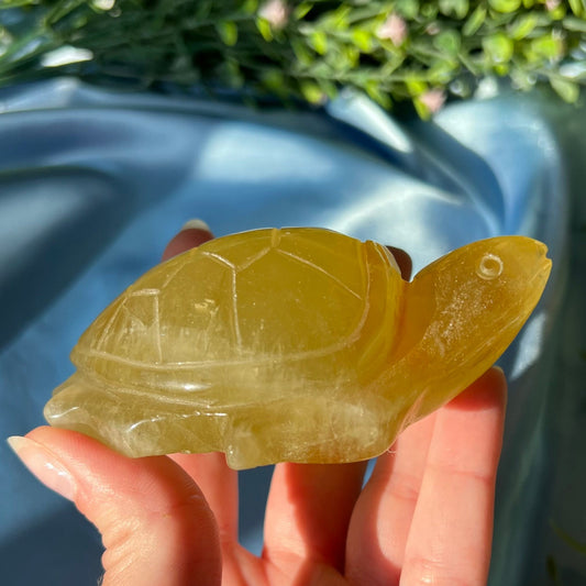 Citrine Heat Treated Sea Turtle Carving