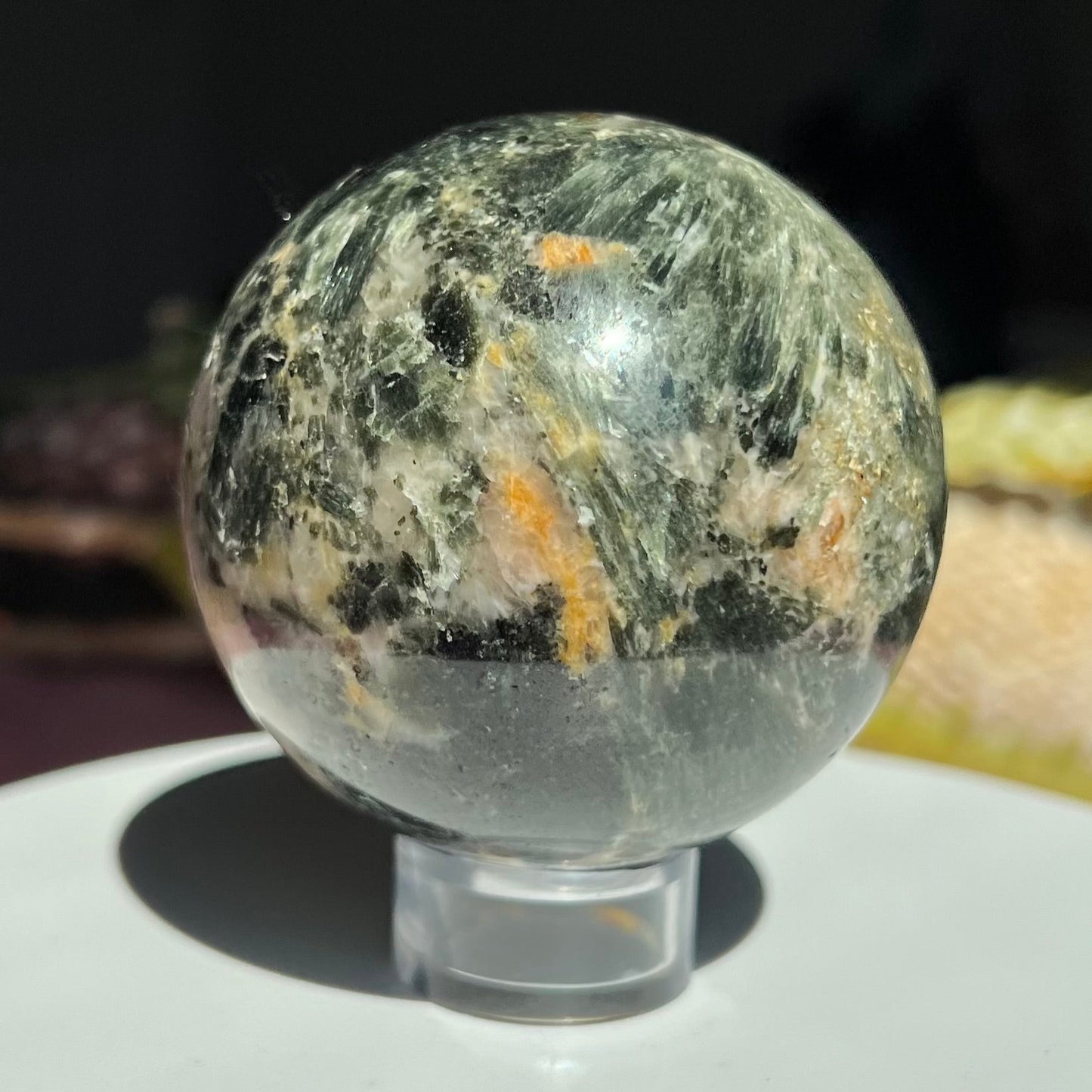 Seraphinite Sphere from Russian Federation Diameter approximately 2.44" (61 mm)