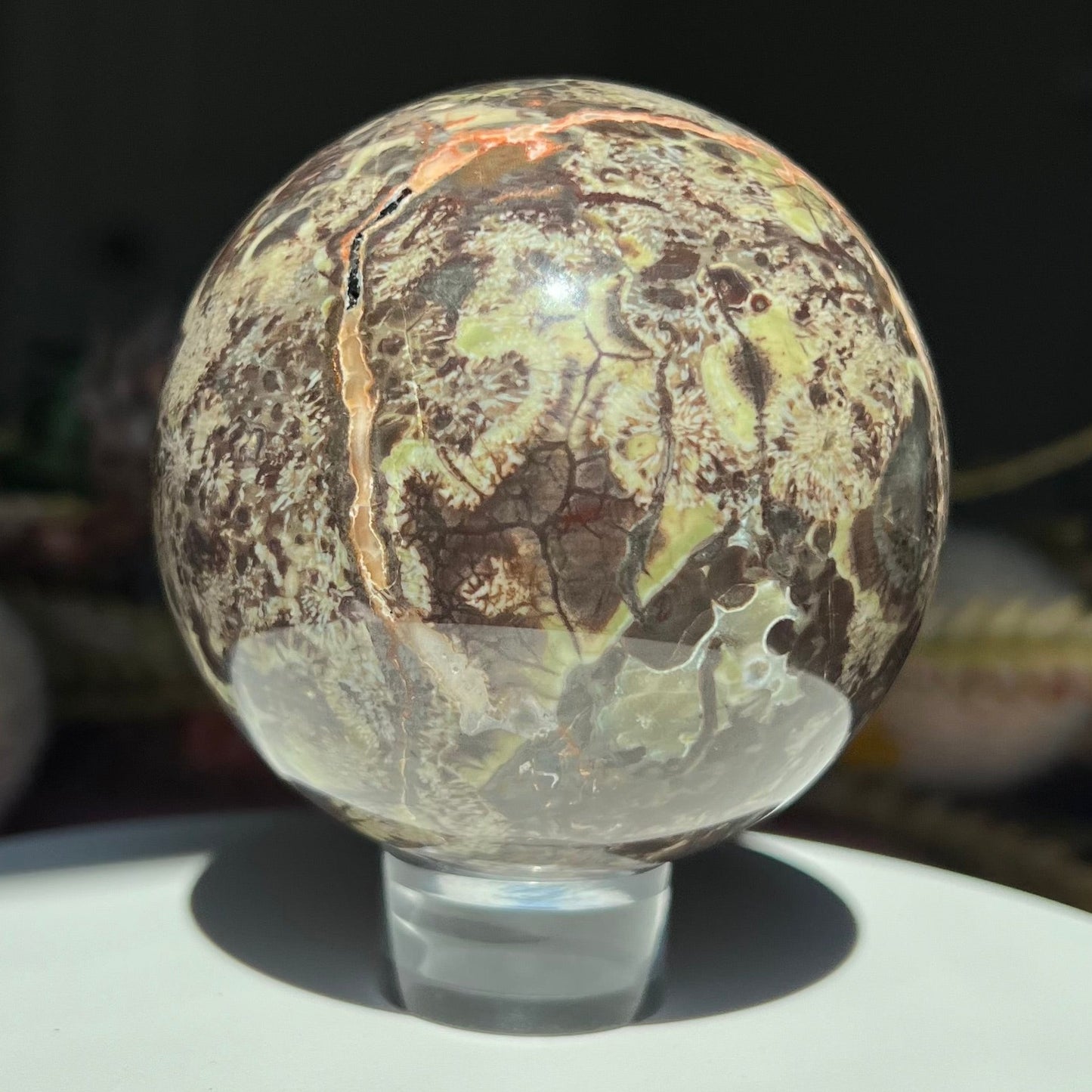 Money Agate Sphere Diameter approximately 2.68" (68 mm)