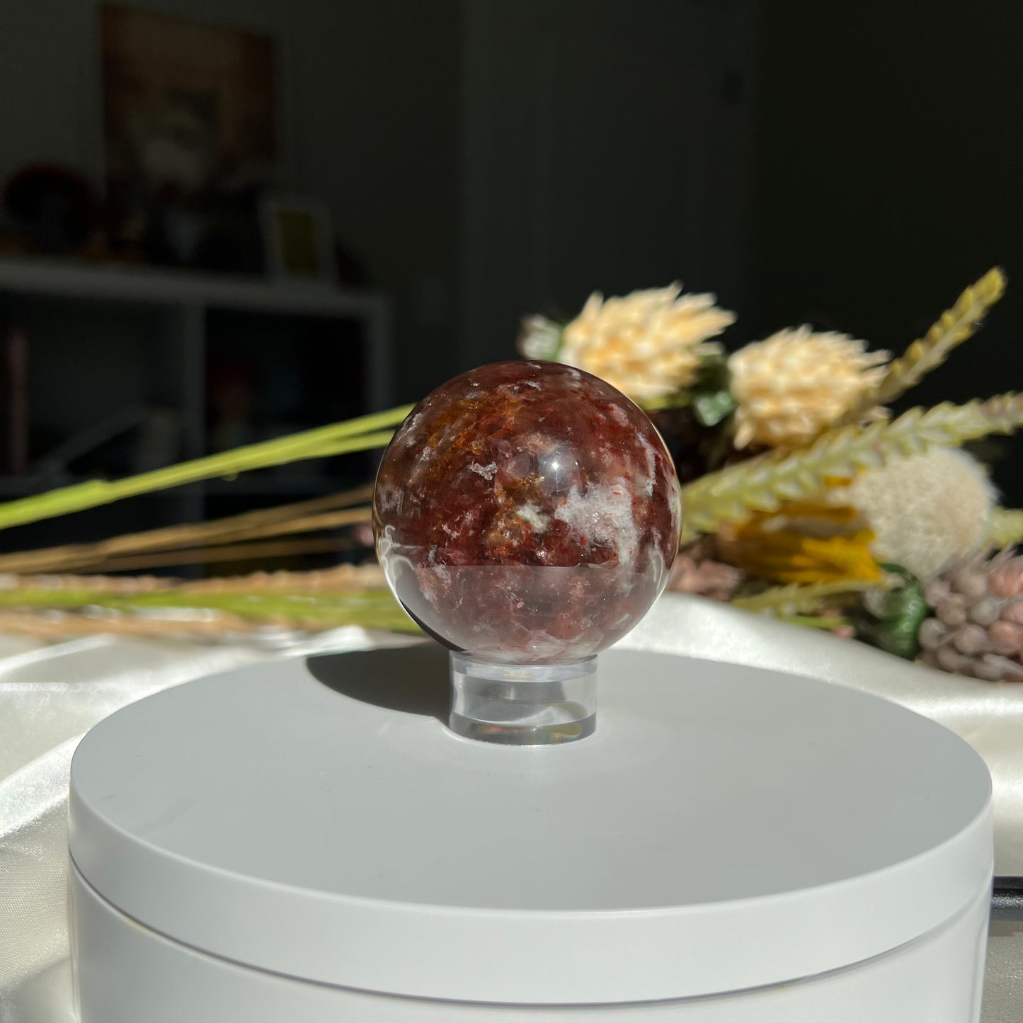 Red Fire Quartz and Garden Quartz Sphere Diameter approximately: 2.06" (52 mm)