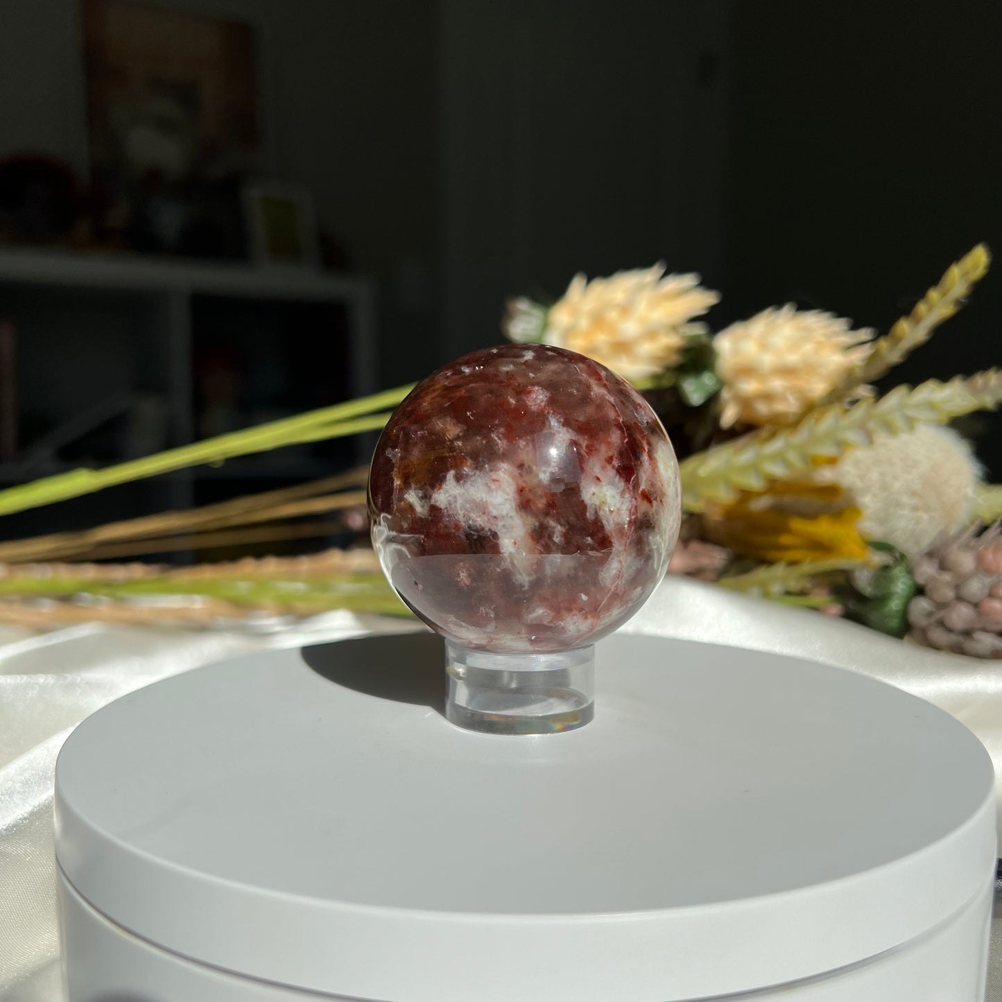 Red Fire Quartz and Garden Quartz Sphere Diameter approximately: 2.06" (52 mm)