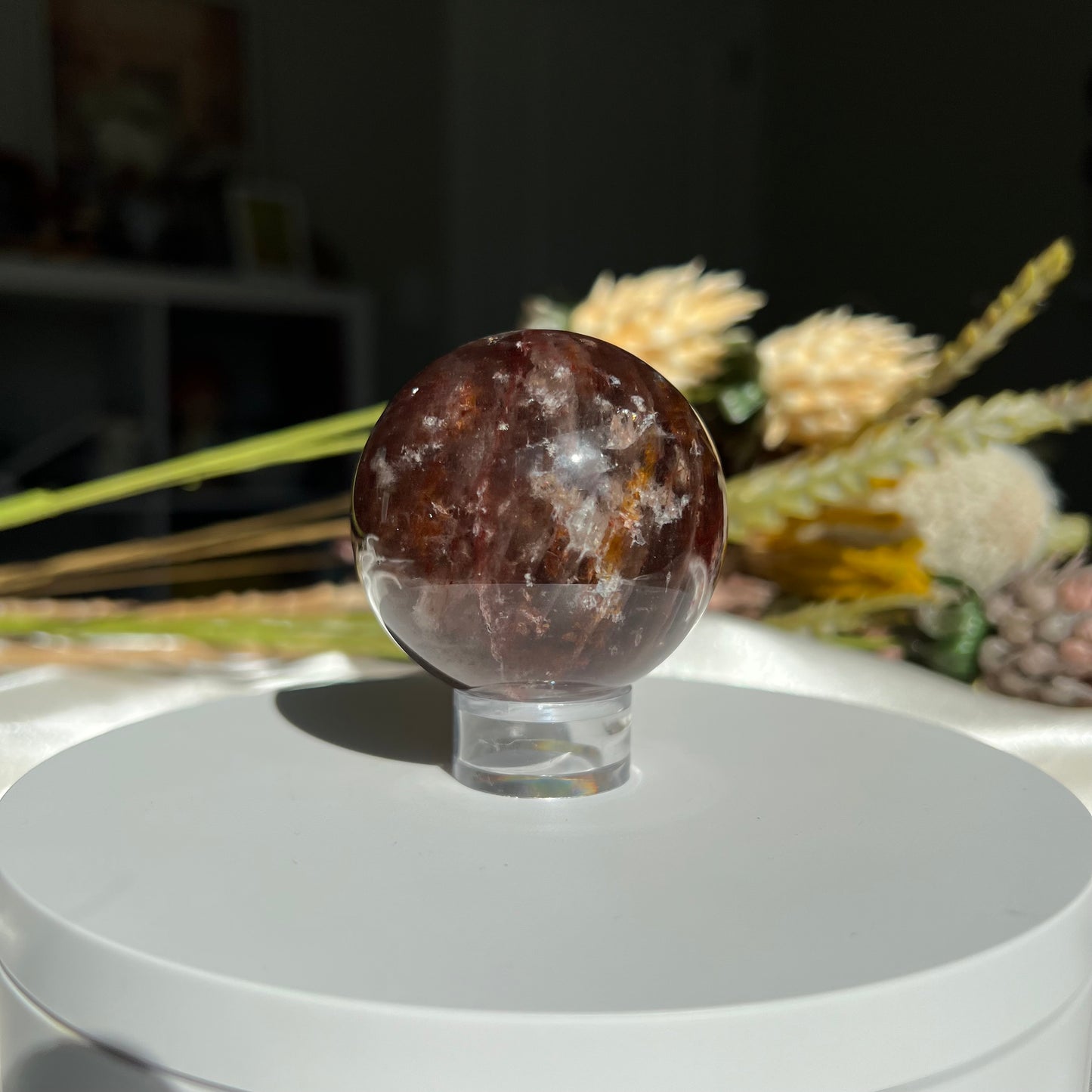 Red Fire Quartz and Garden Quartz Sphere Diameter approximately: 2.06" (52 mm)