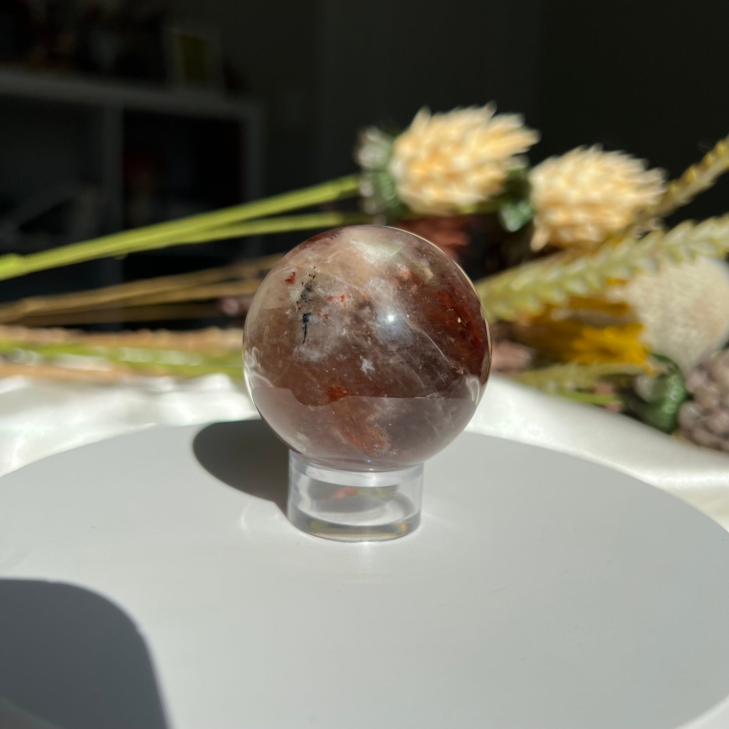 Red Fire Quartz and Garden Quartz Sphere Diameter approximately: 1.77" (45 mm)