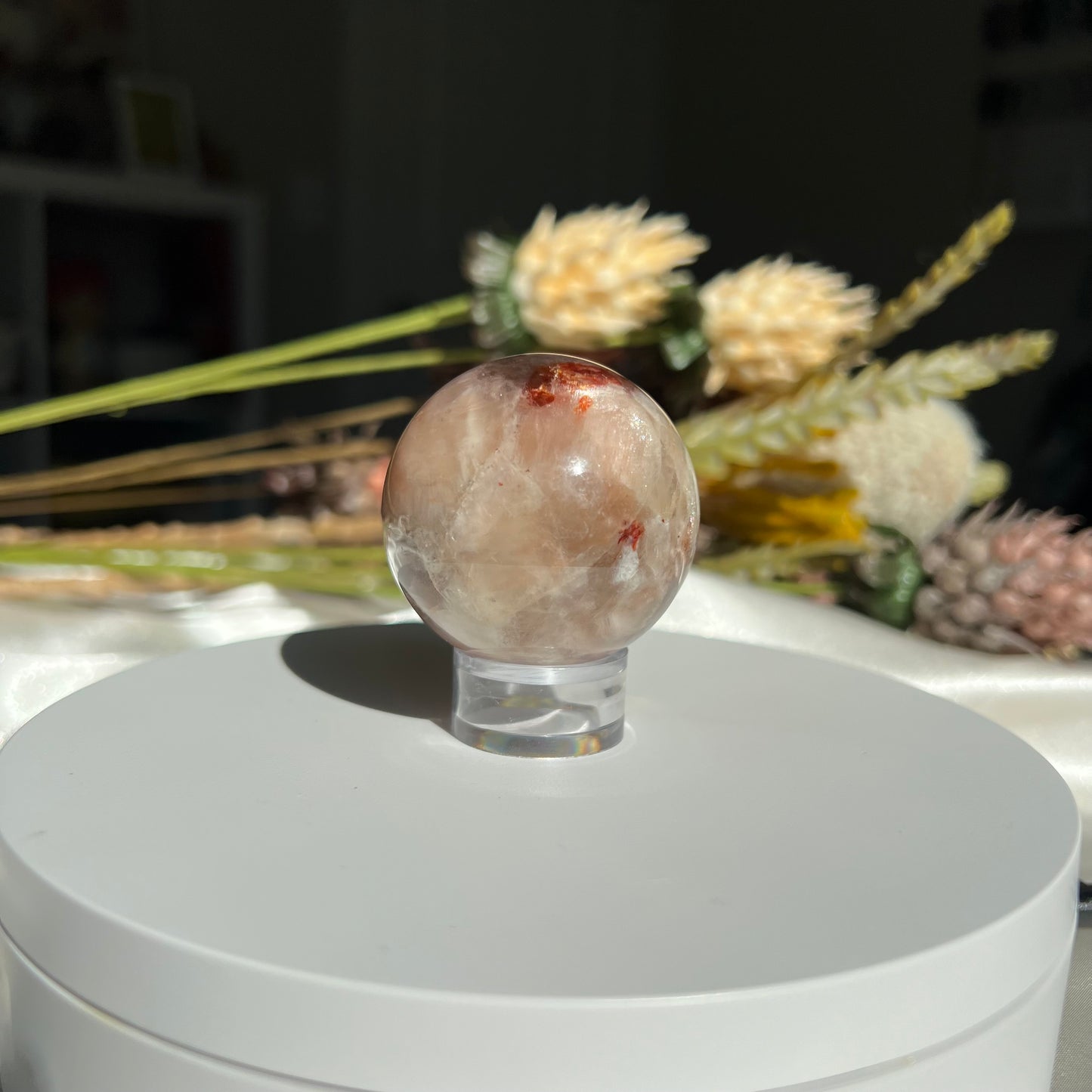 Red Fire Quartz and Garden Quartz Sphere Diameter approximately: 1.77" (45 mm)