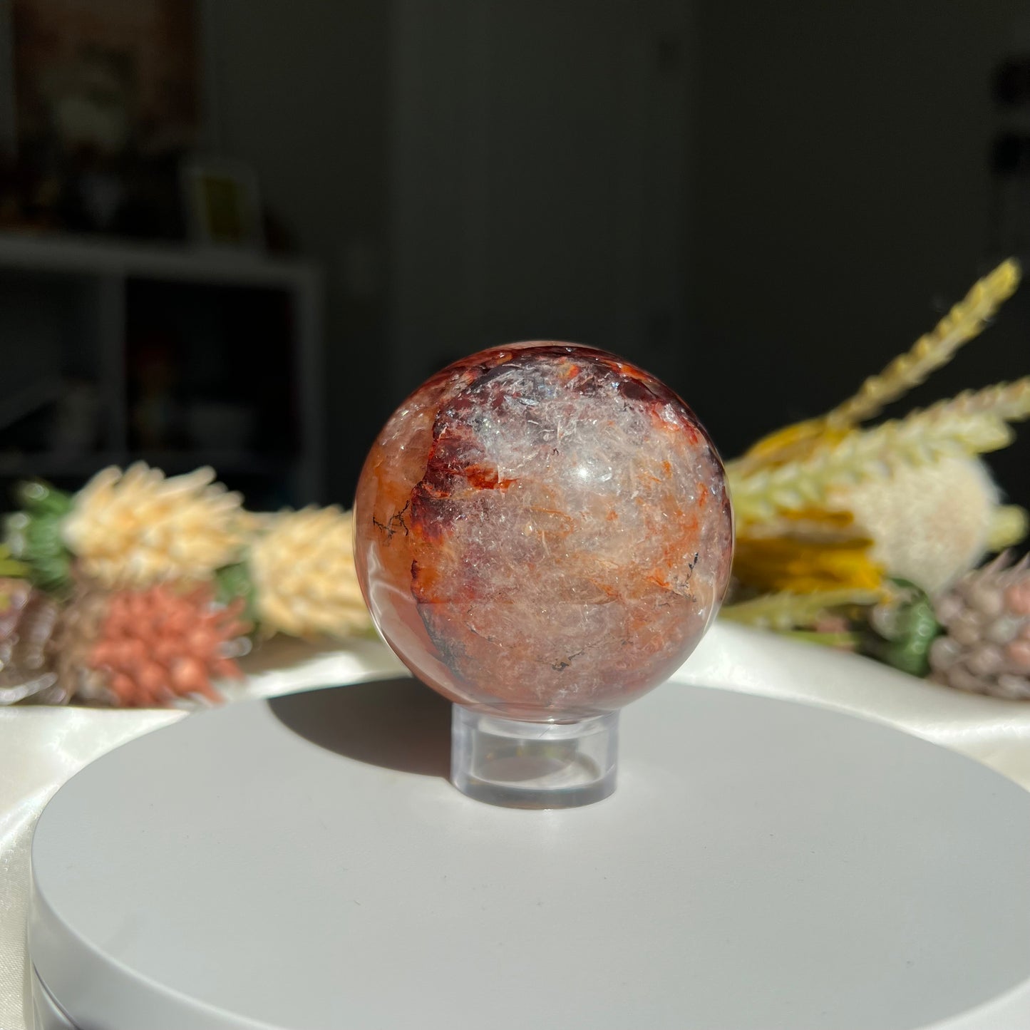 Red Fire Quartz Sphere Diameter approximately: 2.22" (56 mm)