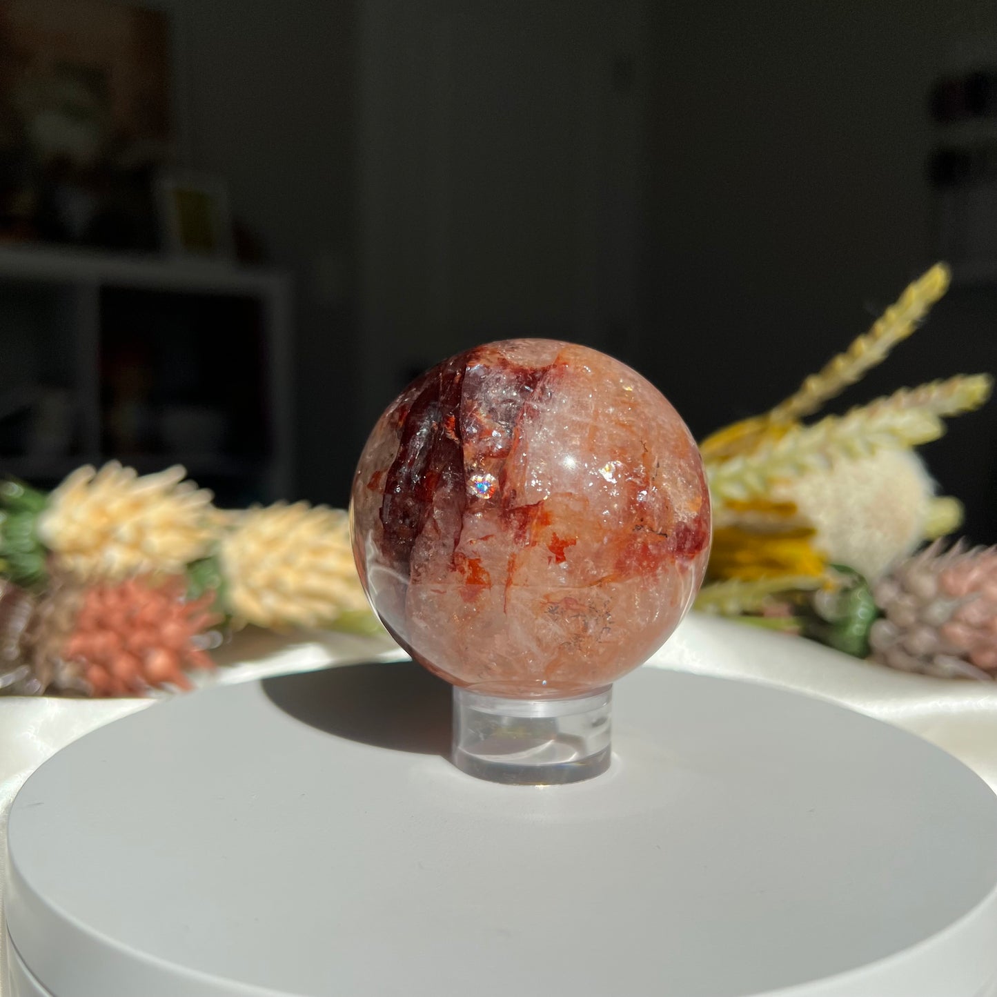 Red Fire Quartz Sphere Diameter approximately: 2.22" (56 mm)