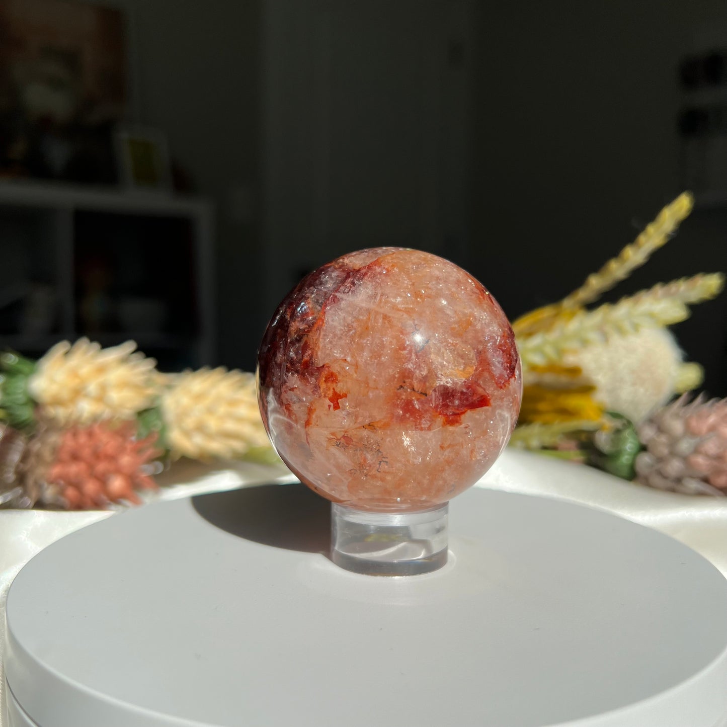 Red Fire Quartz Sphere Diameter approximately: 2.22" (56 mm)