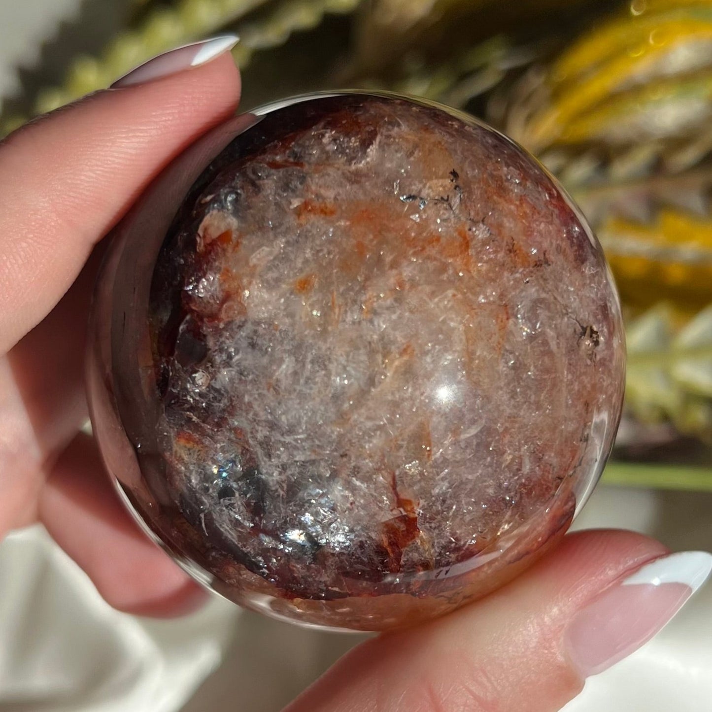 Red Fire Quartz Sphere Diameter approximately: 2.22" (56 mm)