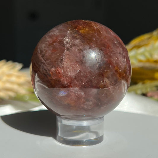 Red Fire Quartz and Garden Quartz Sphere Diameter approximately: 2.08" (53 mm)