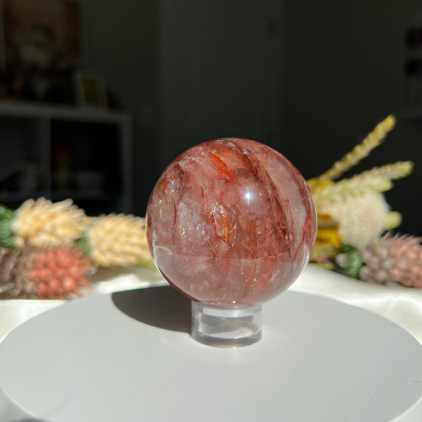 Red Fire Quartz Sphere Diameter approximately: 2.35" (59 mm)