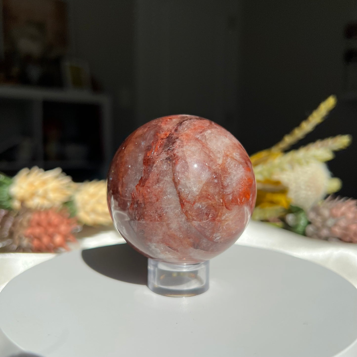 Red Fire Quartz Sphere Diameter approximately: 2.35" (59 mm)