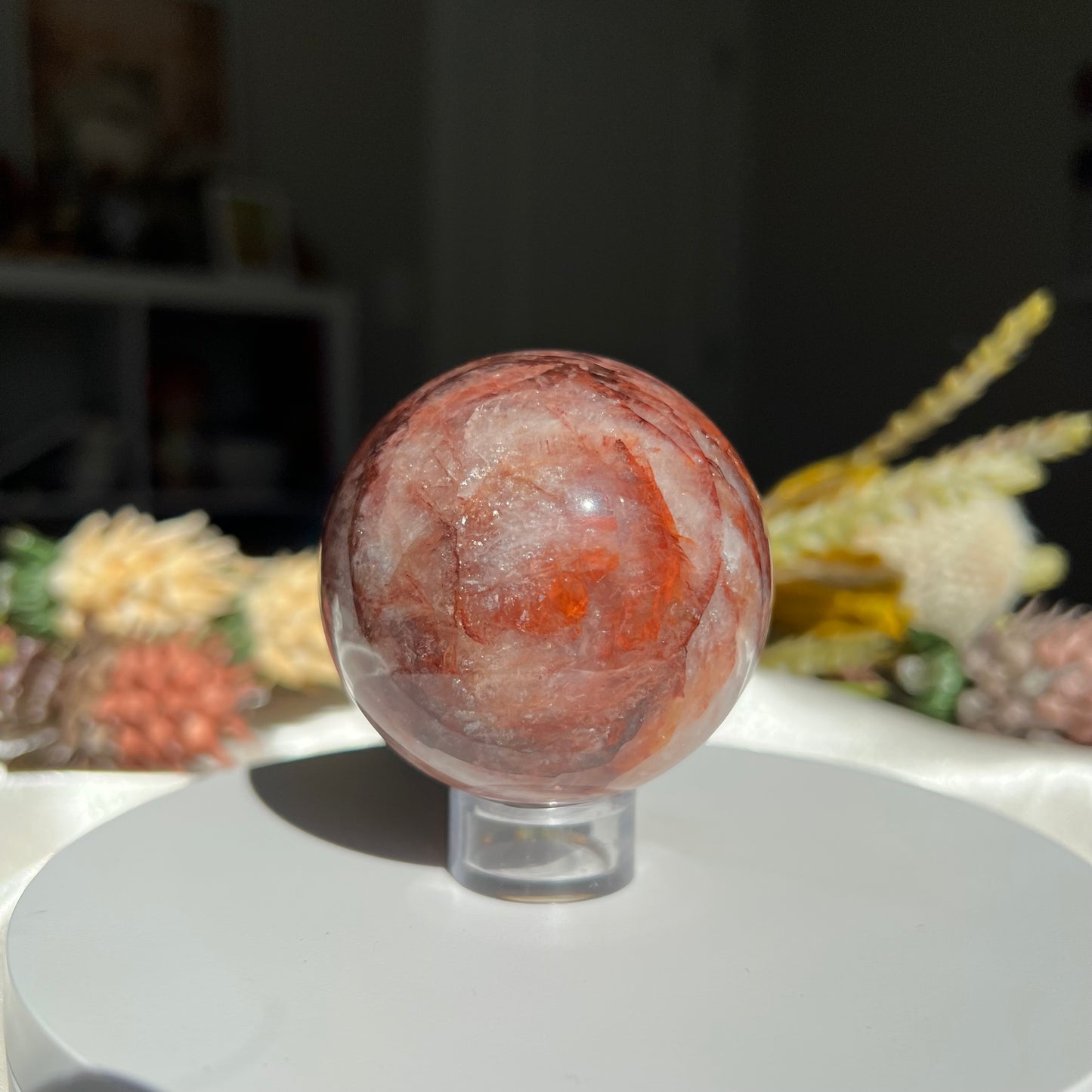 Red Fire Quartz Sphere Diameter approximately: 2.35" (59 mm)