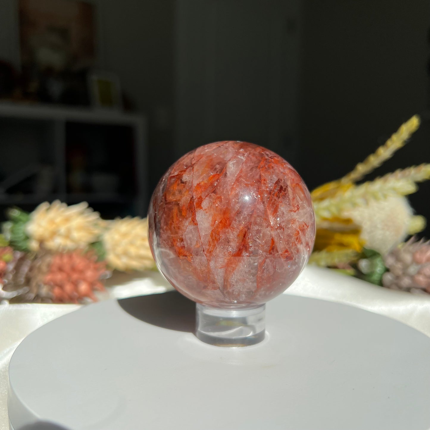 Red Fire Quartz Sphere Diameter approximately: 2.35" (59 mm)