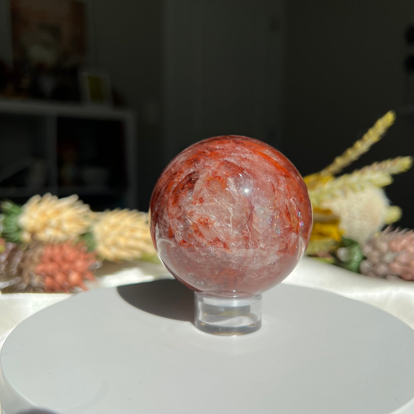 Red Fire Quartz Sphere Diameter approximately: 2.35" (59 mm)