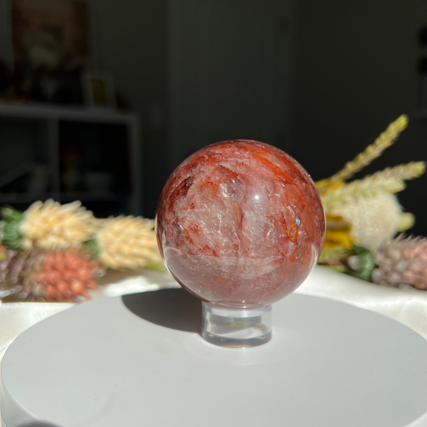 Red Fire Quartz Sphere Diameter approximately: 2.35" (59 mm)