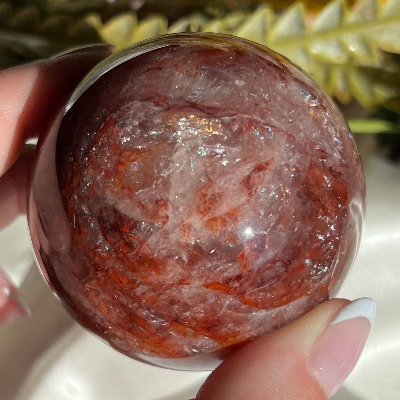 Red Fire Quartz Sphere Diameter approximately: 2.35" (59 mm)