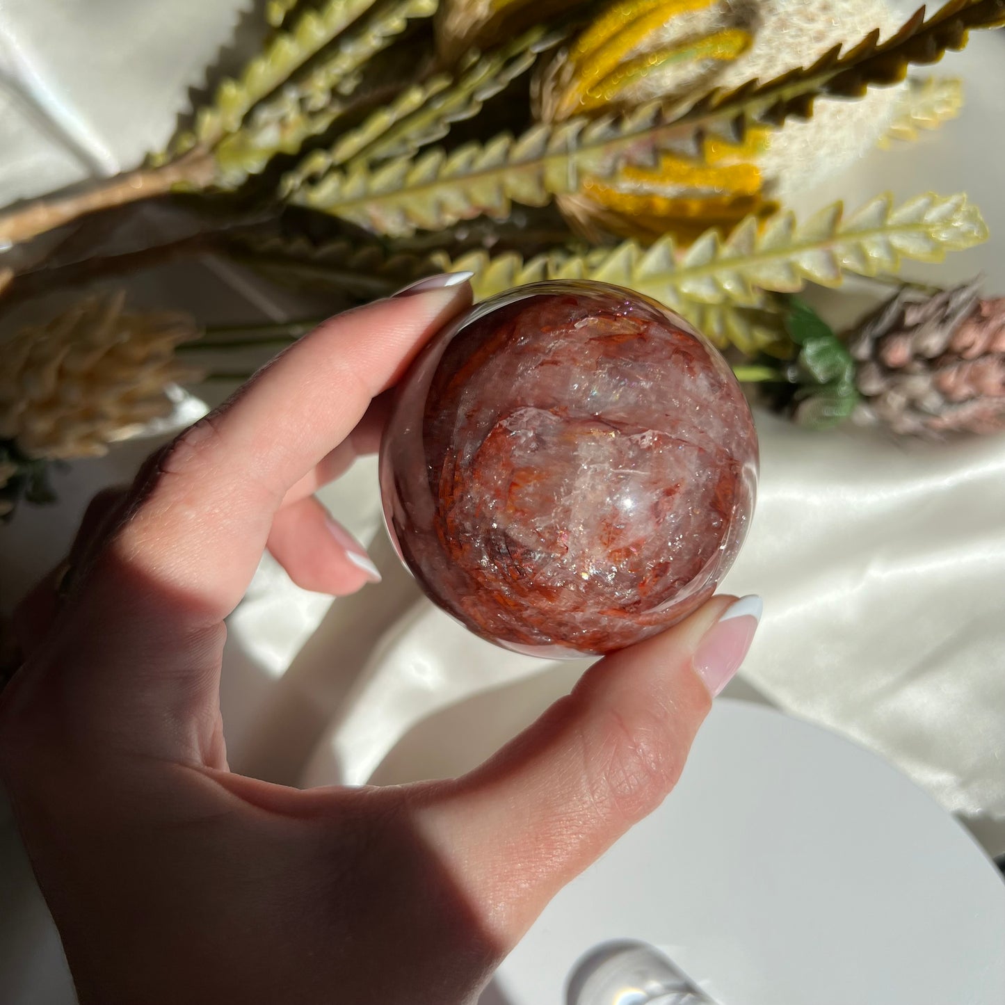 Red Fire Quartz Sphere Diameter approximately: 2.35" (59 mm)