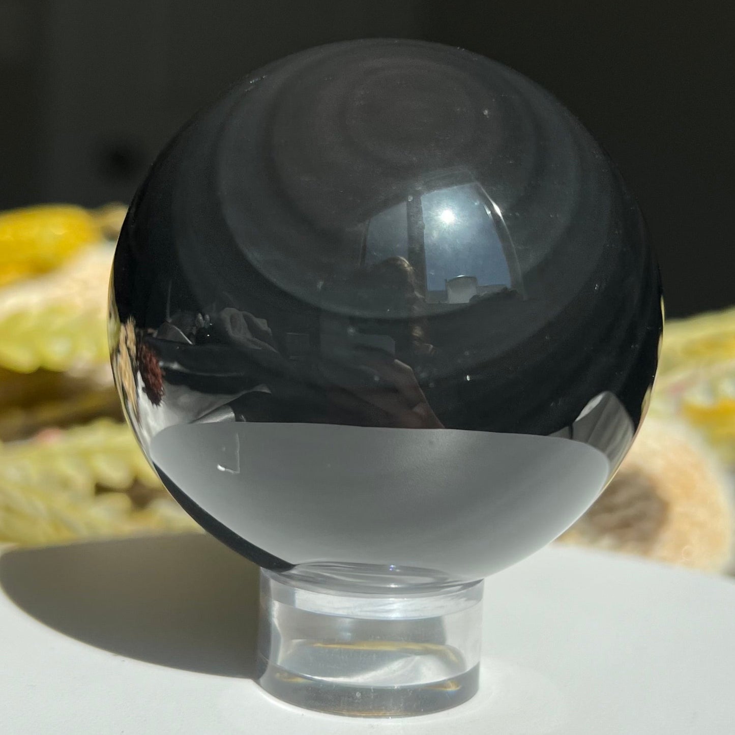 Cat Eye Obsidian Sphere Diameter approximately: 2.16" (55 mm)