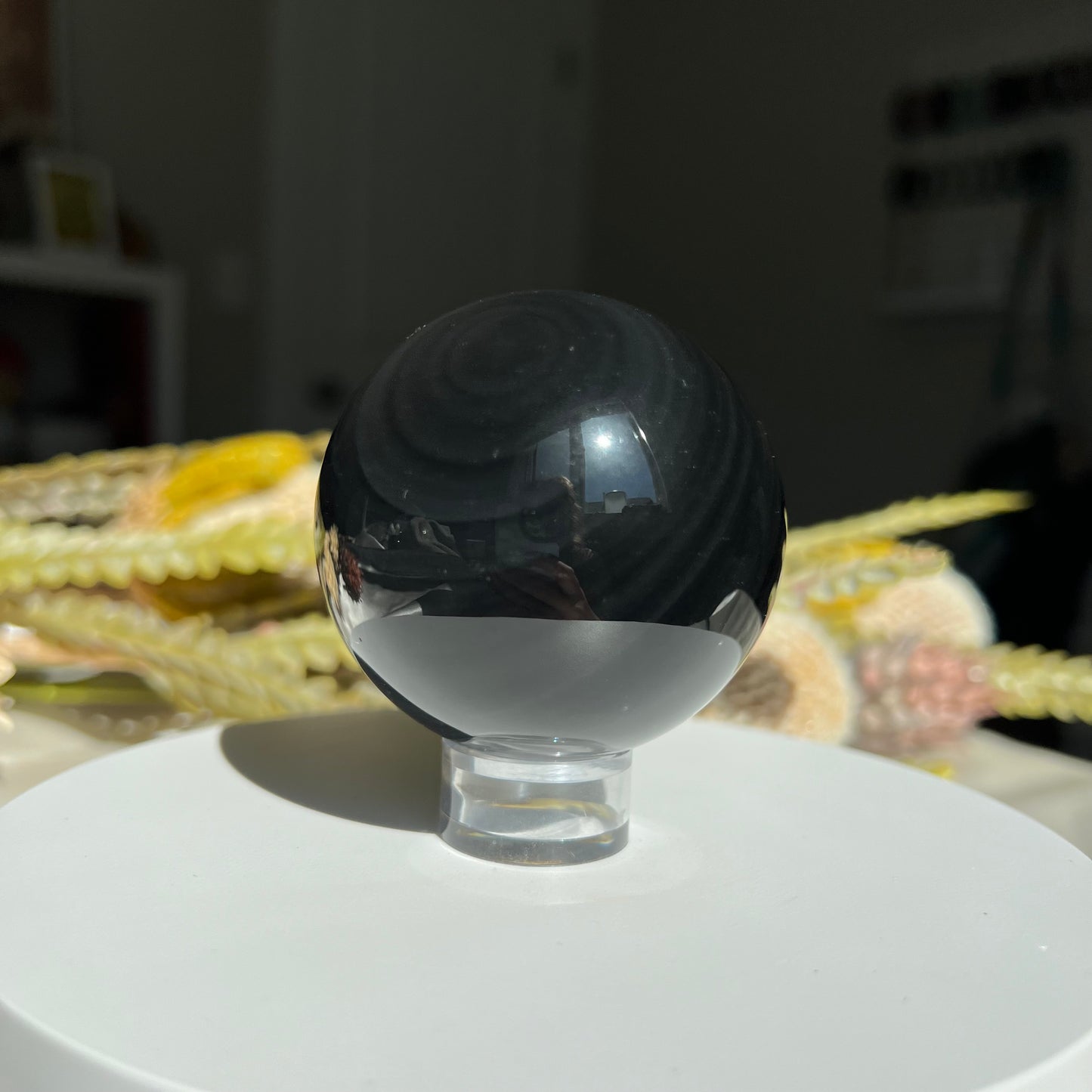 Cat Eye Obsidian Sphere Diameter approximately: 2.16" (55 mm)