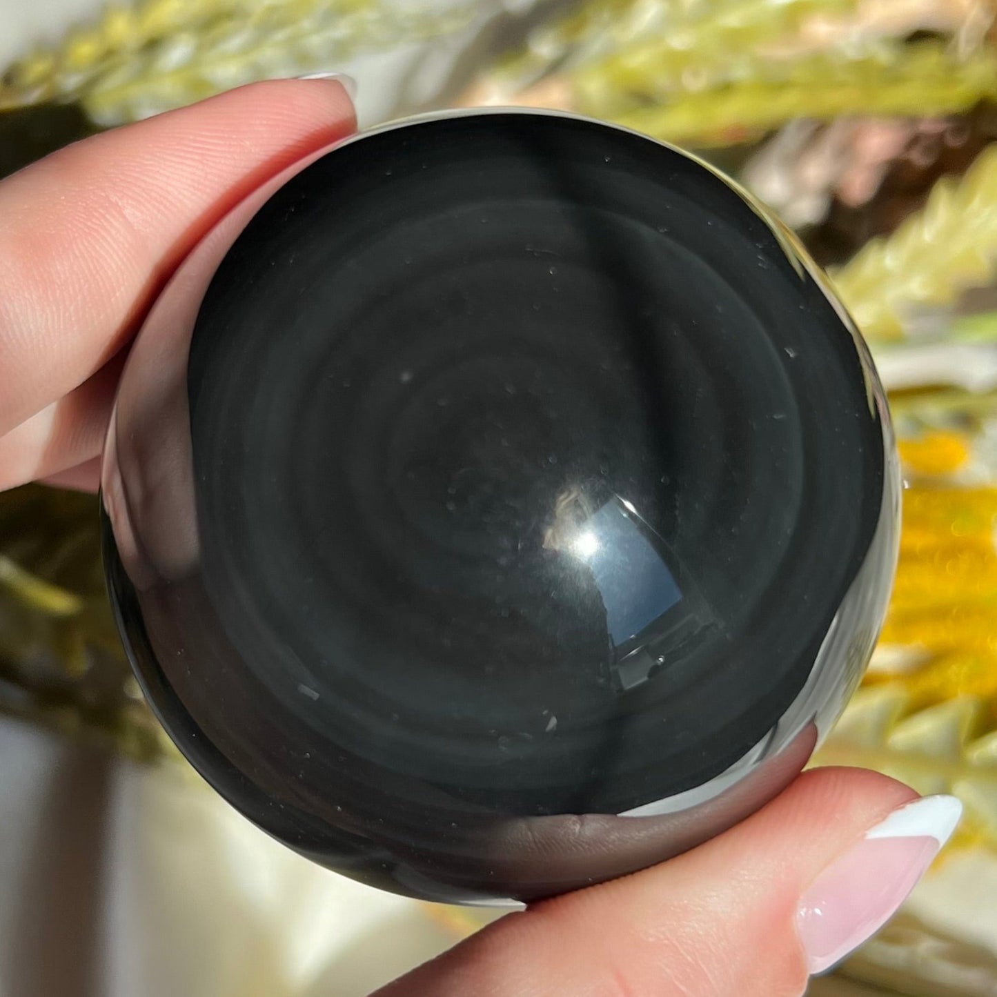 Cat Eye Obsidian Sphere Diameter approximately: 2.16" (55 mm)