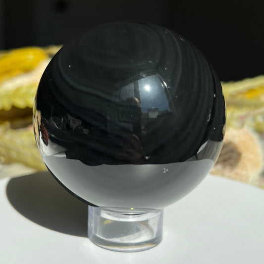 Cat Eye Obsidian Sphere Diameter approximately: 2.39" (60 mm)