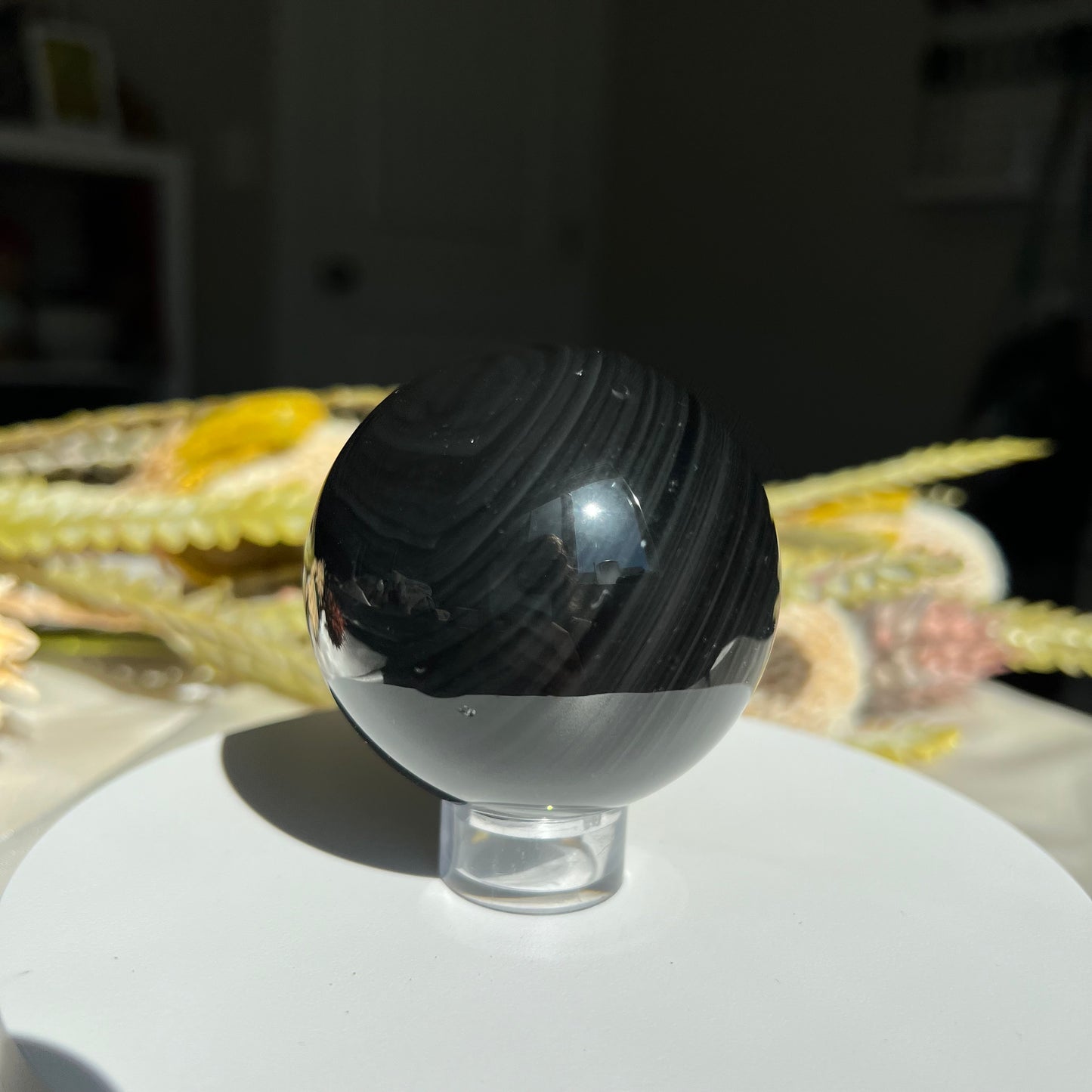 Cat Eye Obsidian Sphere Diameter approximately: 2.39" (60 mm)