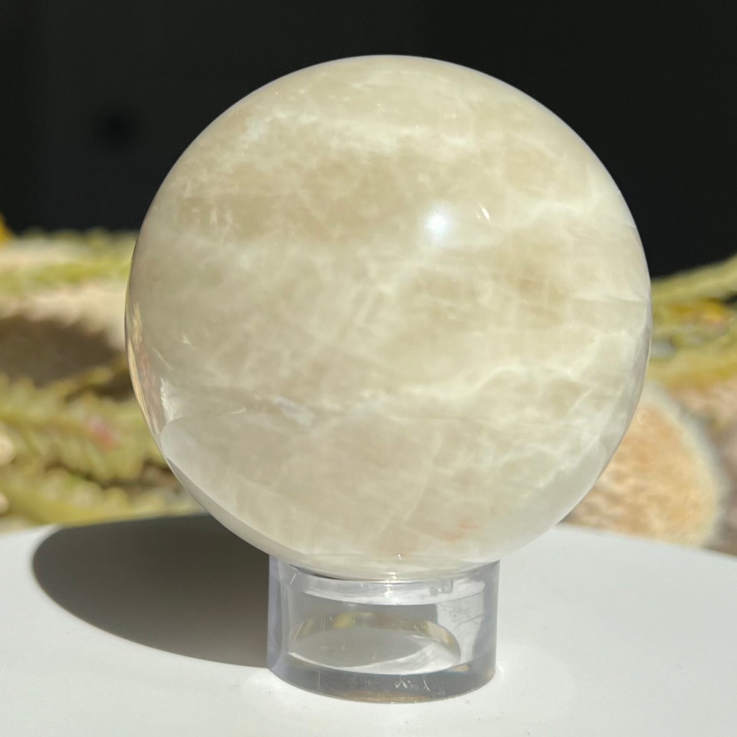 White Moonstone Sphere Diameter approximately: 2.19" (55 mm)