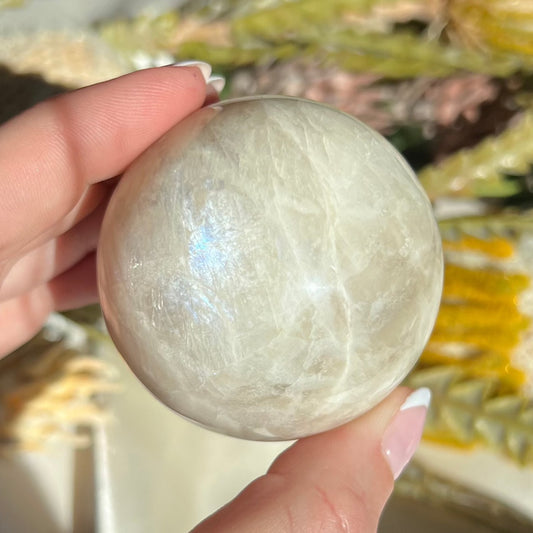 White Moonstone Sphere Diameter approximately: 2.19" (55 mm)