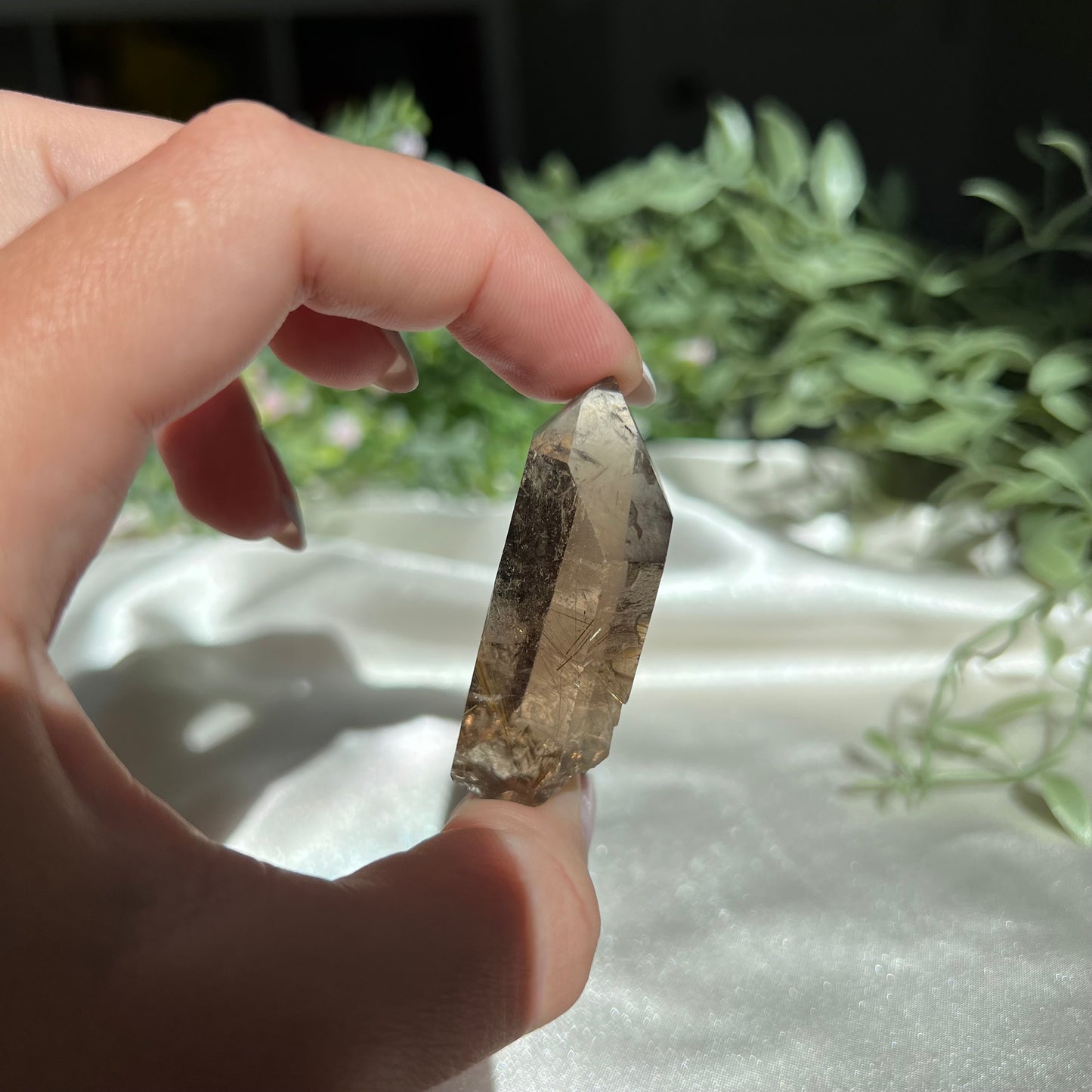 Himalayan Golden Rutile Smoky Quartz from Nepal, Semi Polished