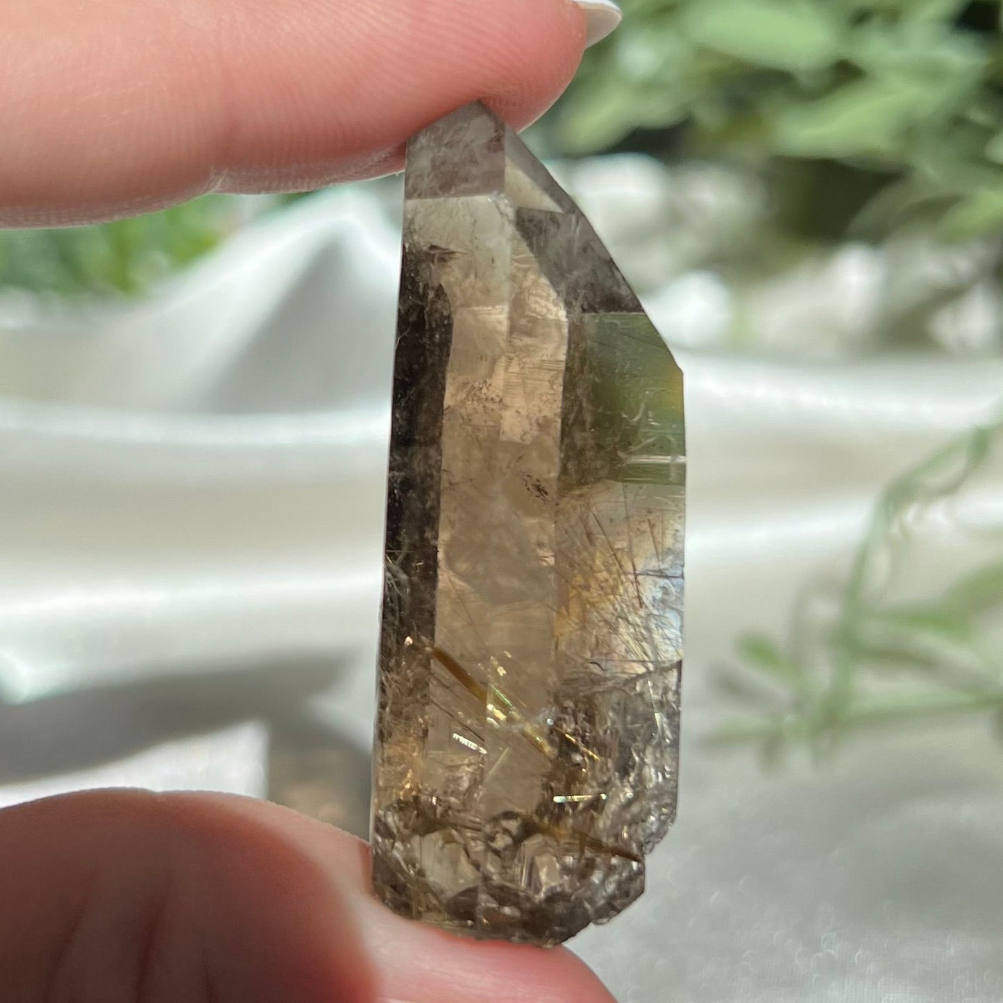 Himalayan Golden Rutile Smoky Quartz from Nepal, Semi Polished