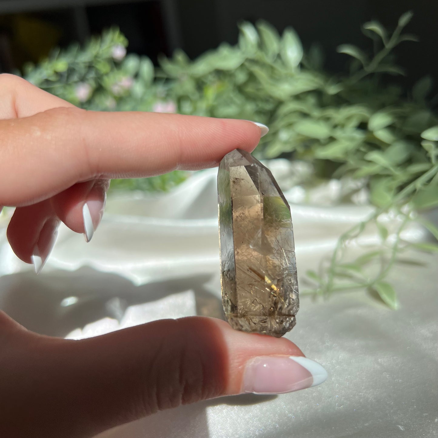 Himalayan Golden Rutile Smoky Quartz from Nepal, Semi Polished