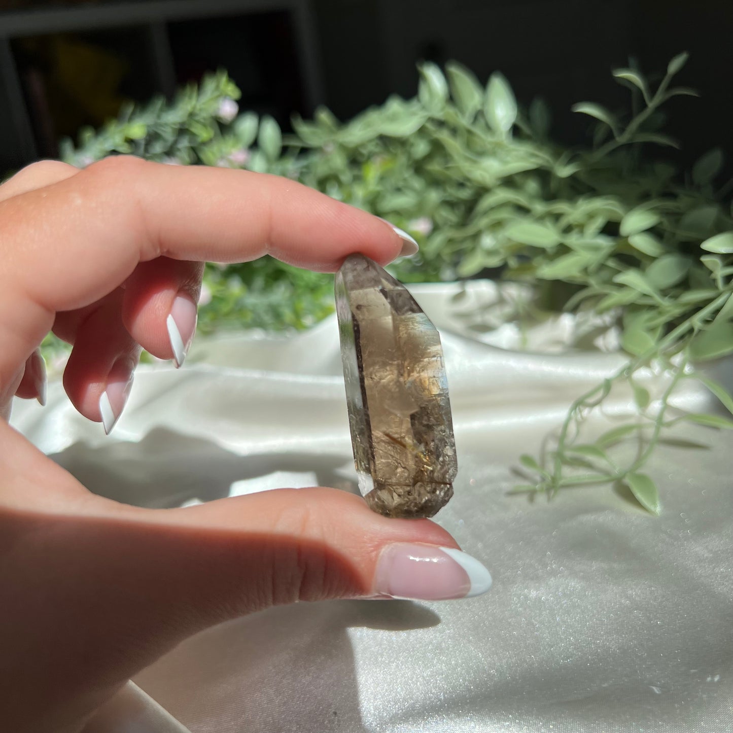 Himalayan Golden Rutile Smoky Quartz from Nepal, Semi Polished