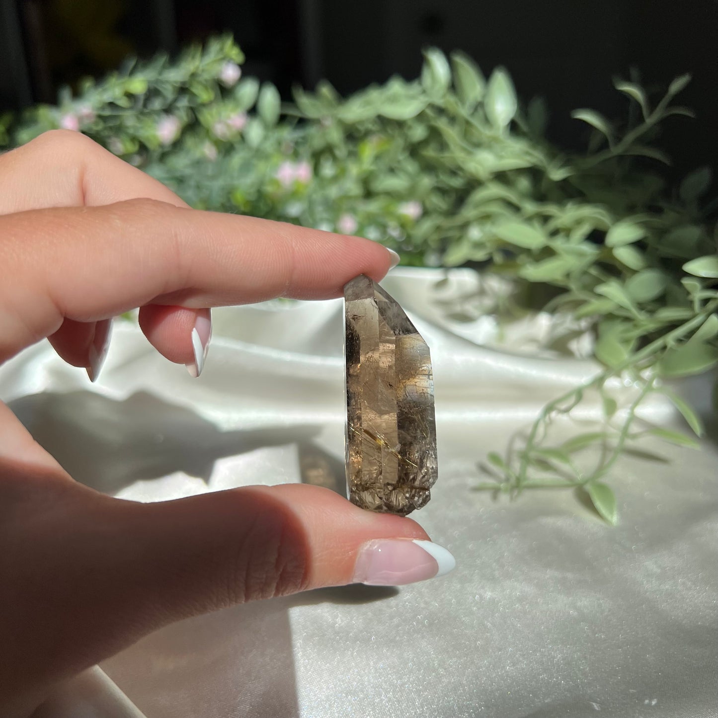 Himalayan Golden Rutile Smoky Quartz from Nepal, Semi Polished