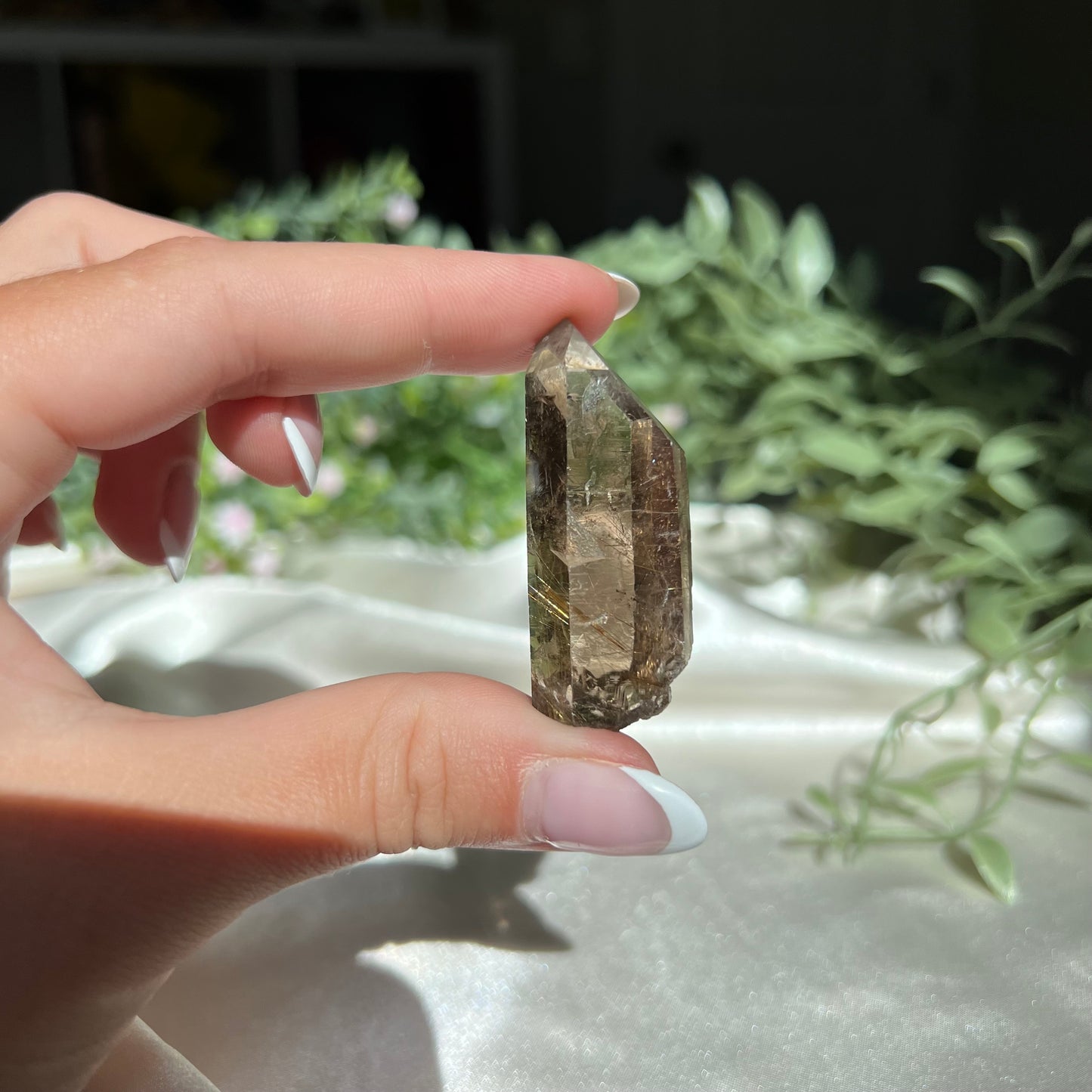 Himalayan Golden Rutile Smoky Quartz from Nepal, Semi Polished